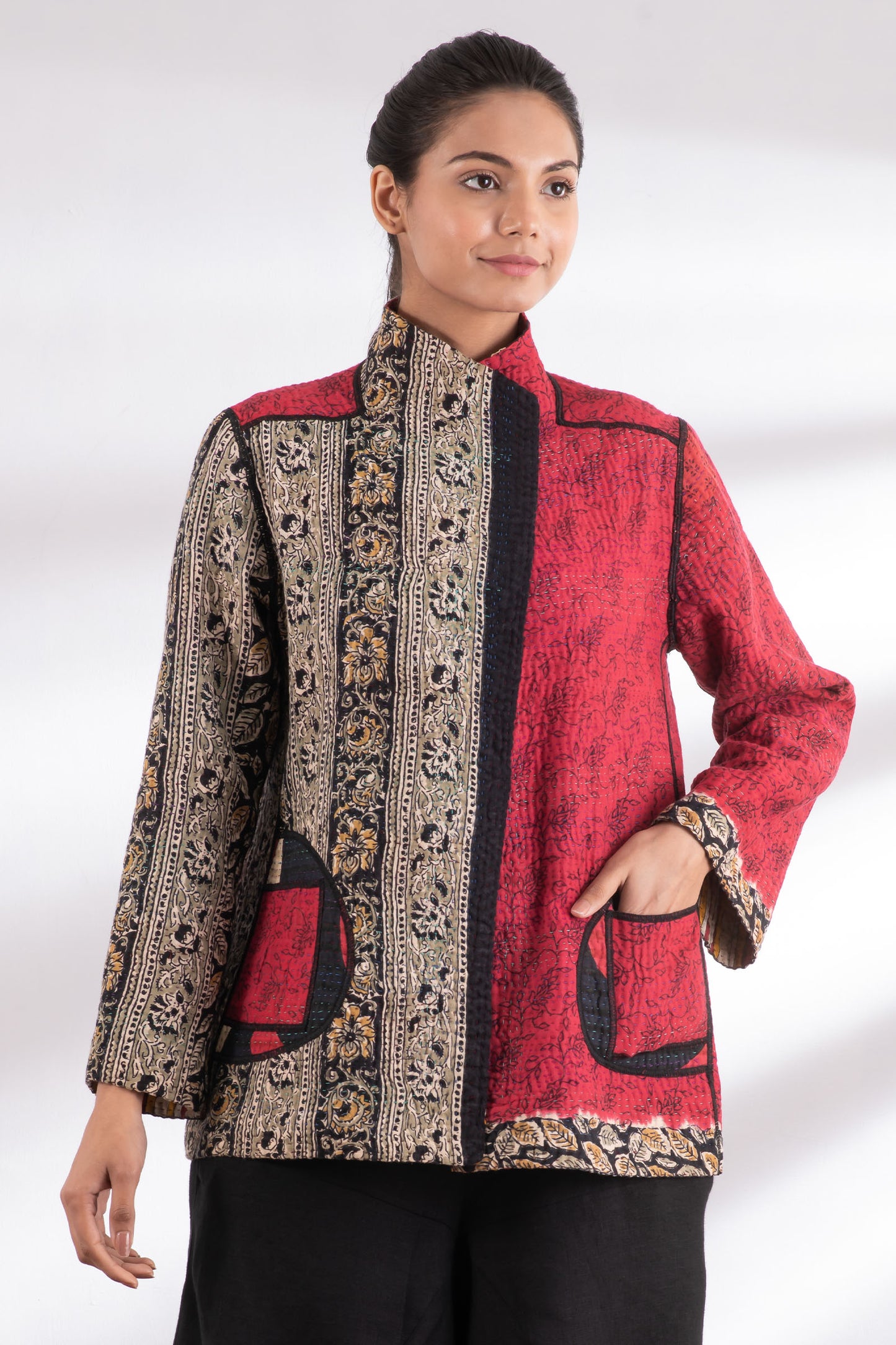 VINTAGE COTTON KANTHA SHORT JACKET