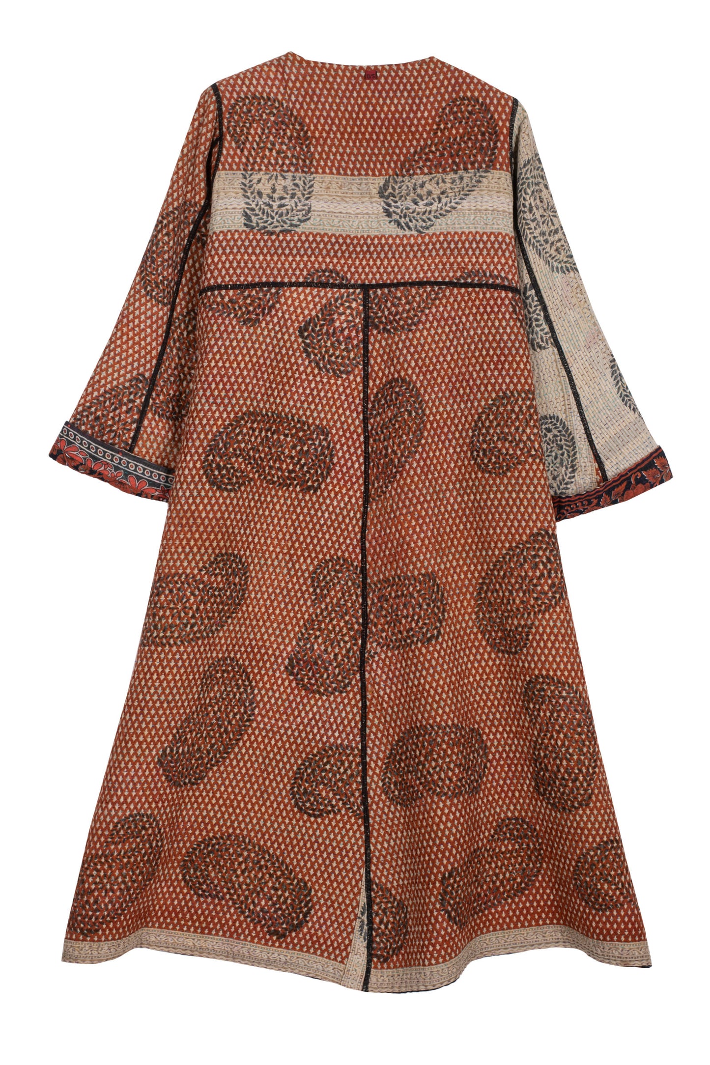 VINTAGE COTTON KANTHA WRAP FLARE COAT