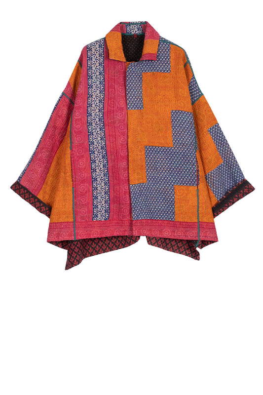 VINTAGE COTTON KANTHA OVERSIZED MINI COAT