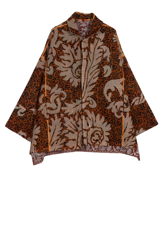 VINTAGE COTTON KANTHA OVERSIZED MINI COAT