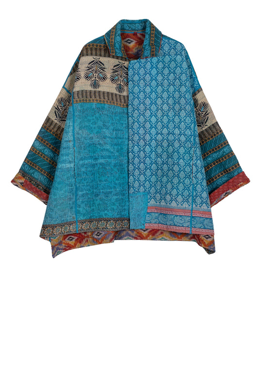 VINTAGE COTTON KANTHA OVERSIZED MINI COAT