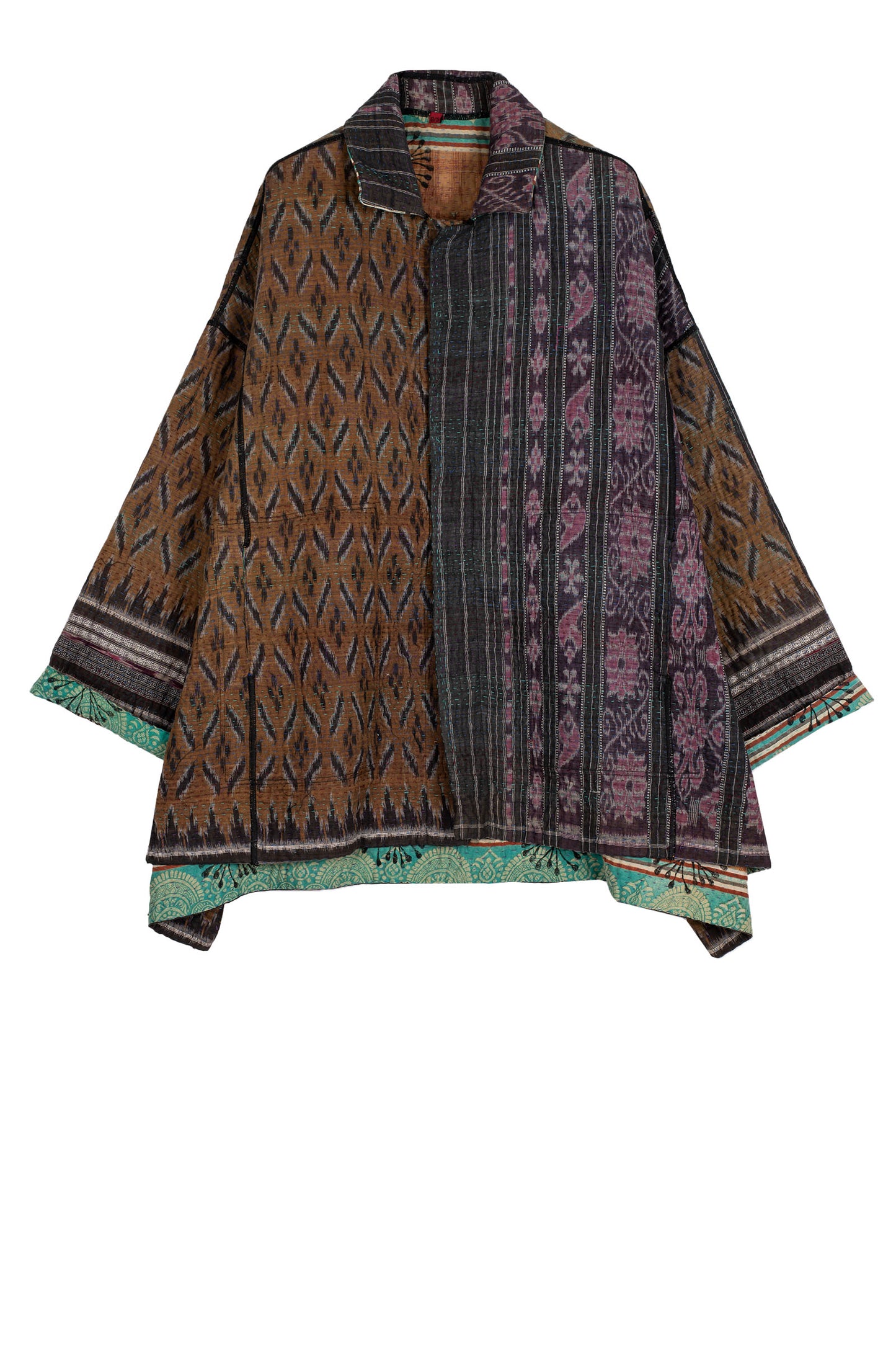 VINTAGE COTTON KANTHA OVERSIZED MINI COAT