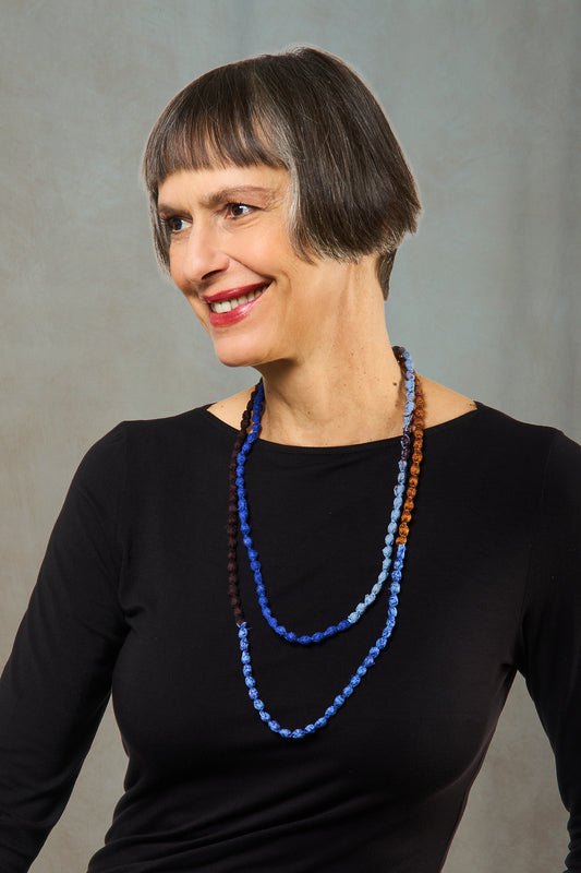 VINTAGE SILK KANTHA MULTIPURPOSE NECKLACE - sv2729-blu -