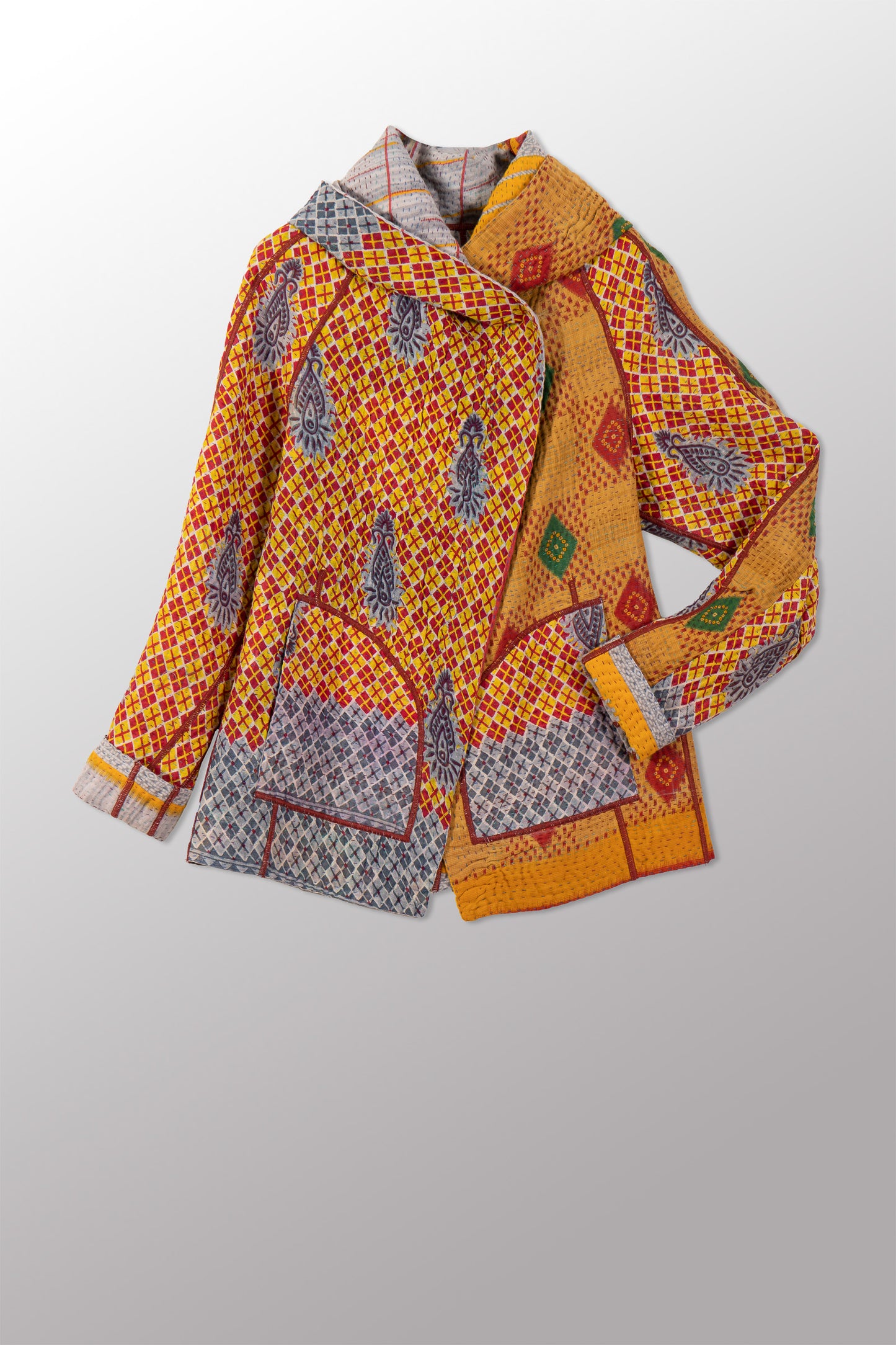 VINTAGE COTTON KANTHA HOODIE JKT - cv4036-0022s -