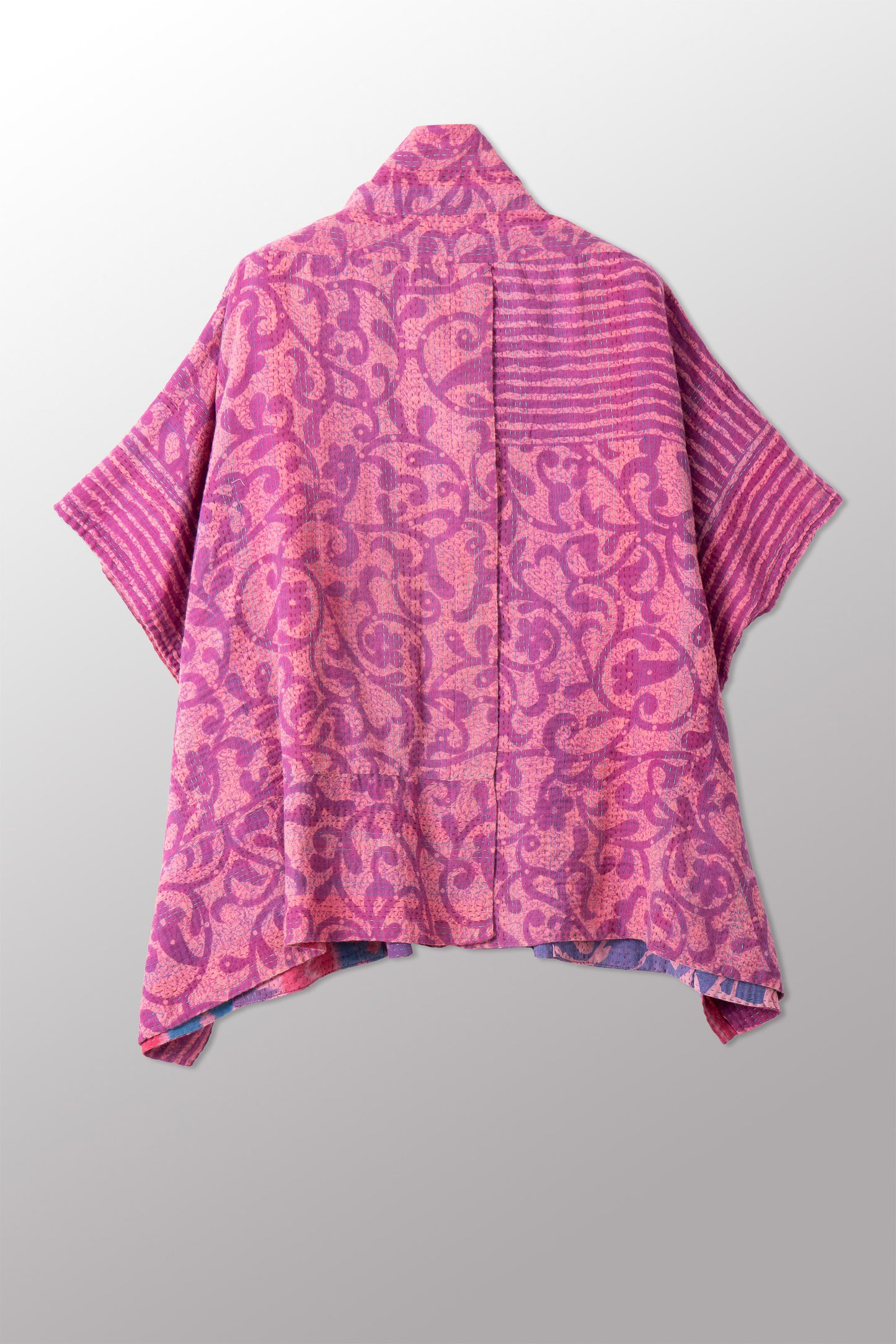 VINTAGE COTTON KANTHA PONCHO TOP - cv2568-0001a -