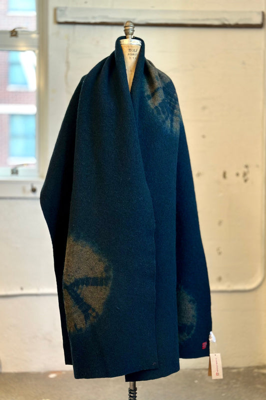 CIRCLE TIE DYE BOILED WOOL SHAWL LARGE - tw1803-nvy -