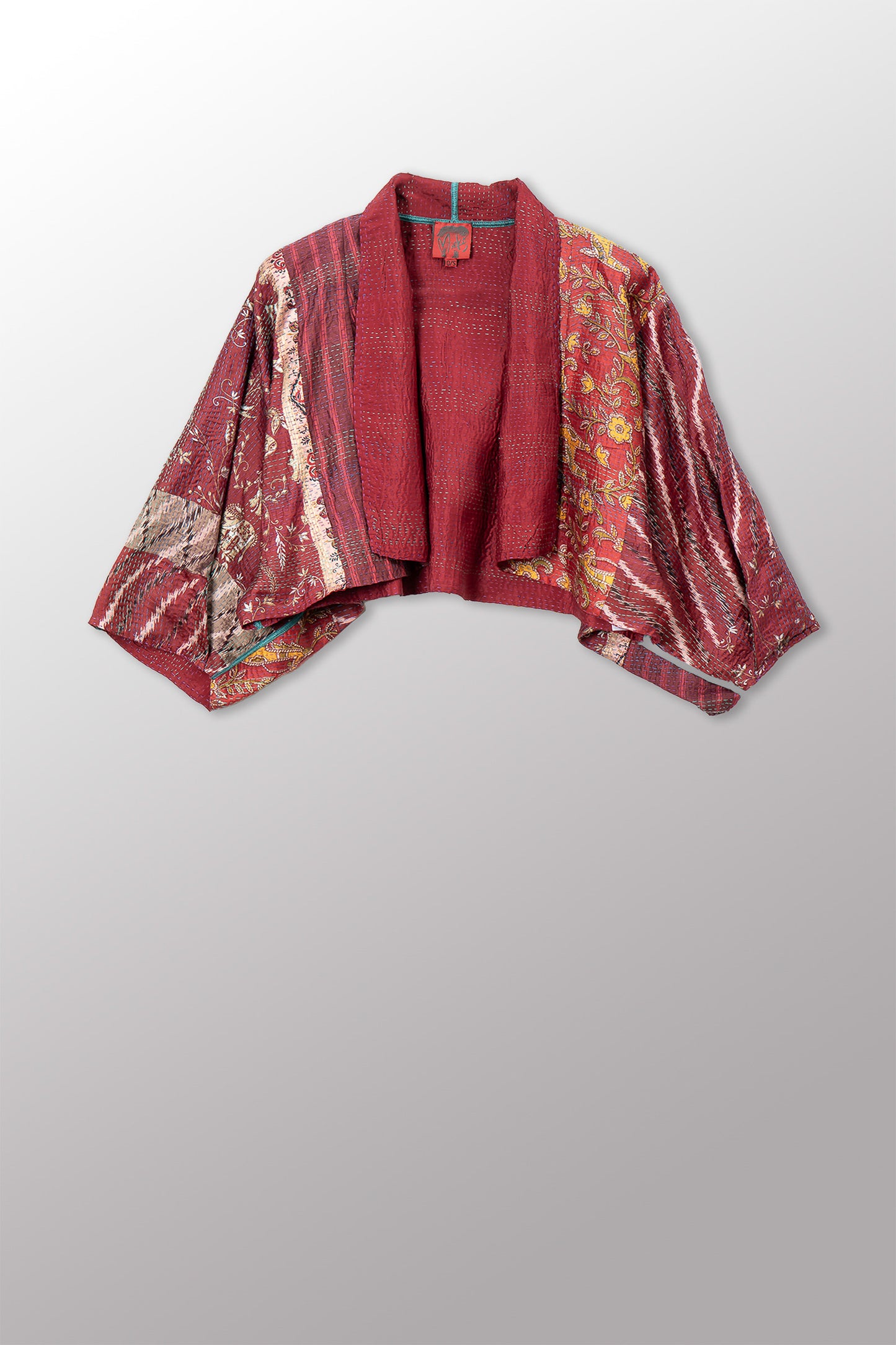 VINTAGE SILK KANTHA PUFF SLV. SHRUG - sv2062-0036a -