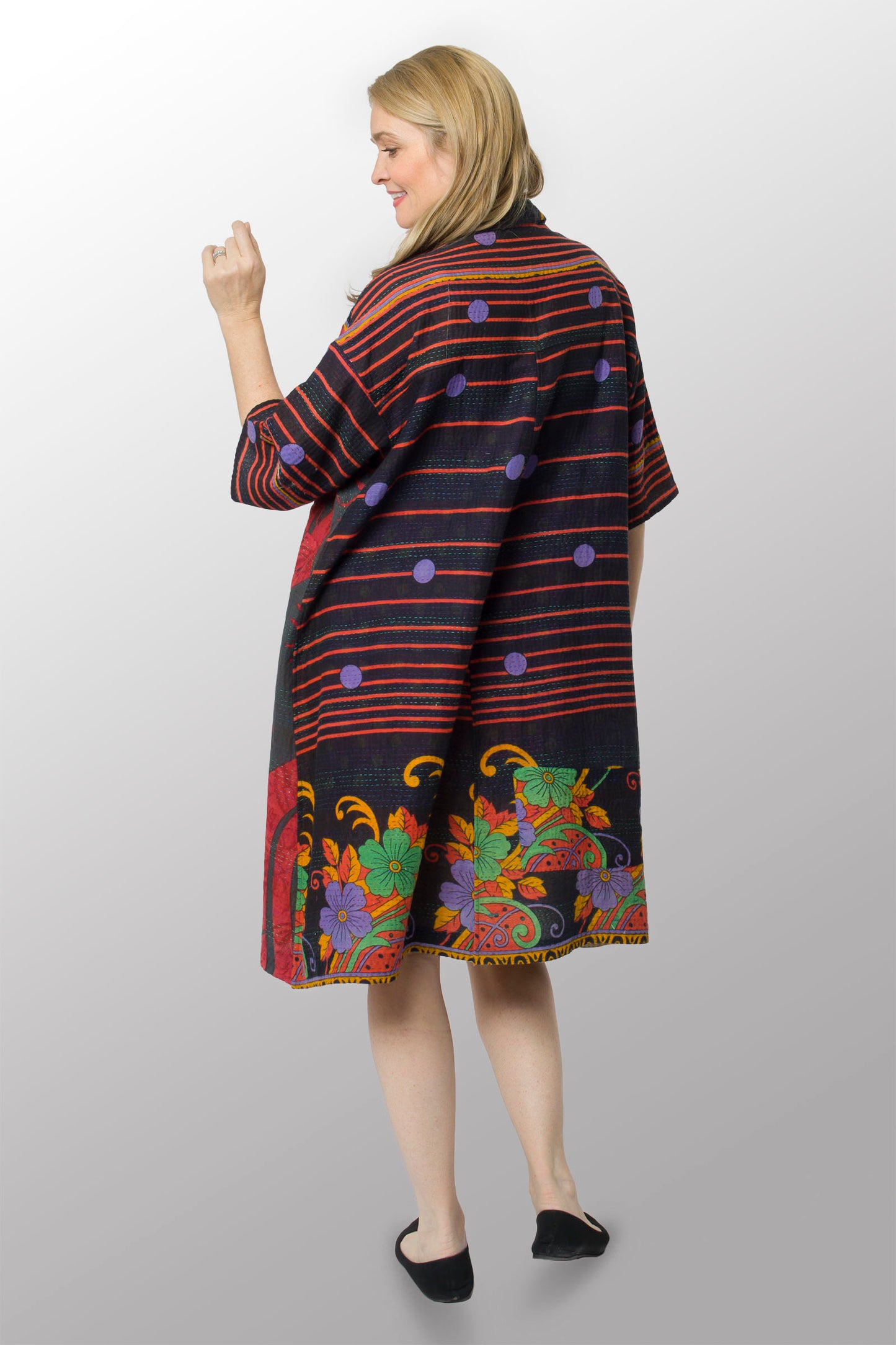VINTAGE COTTON KANTHA 3/4 SLV. SHIRT DRESS - cv2459-0001s -