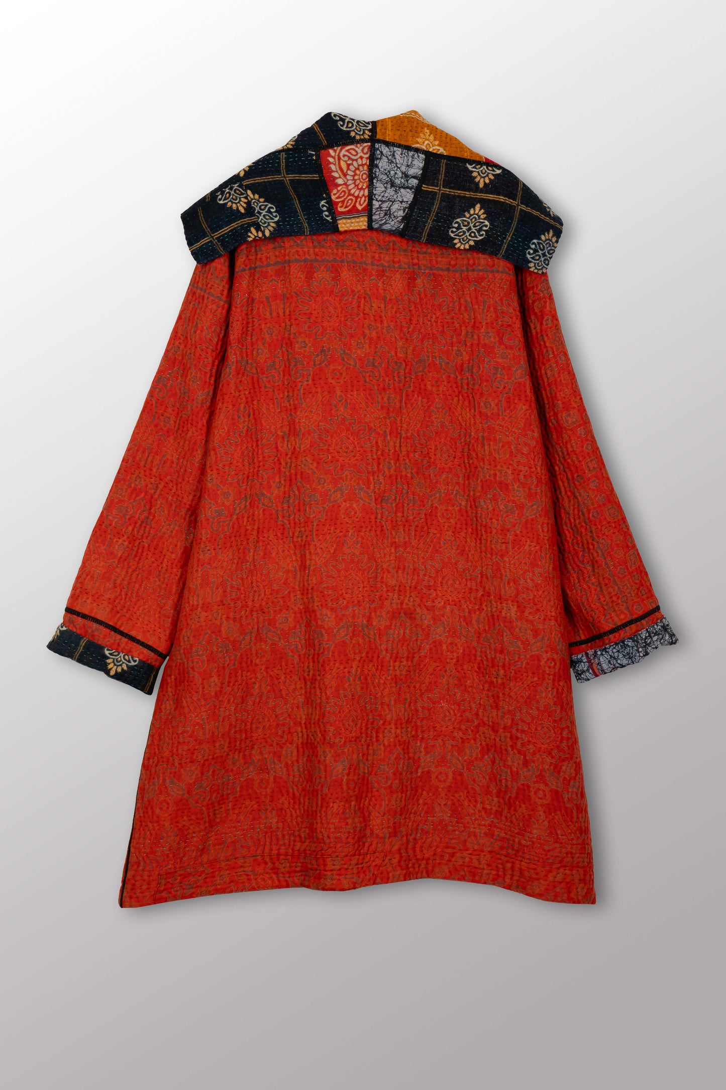 VINTAGE COTTON KANTHA POCKET MEDIUM COAT - cv4316-0045m -