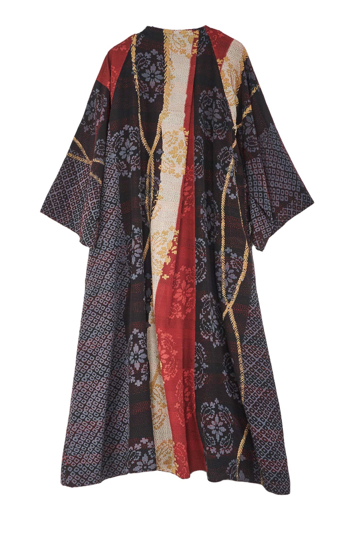 KIMONO PRINT KANTHA KIMONO MAXI - kp2318-blk -