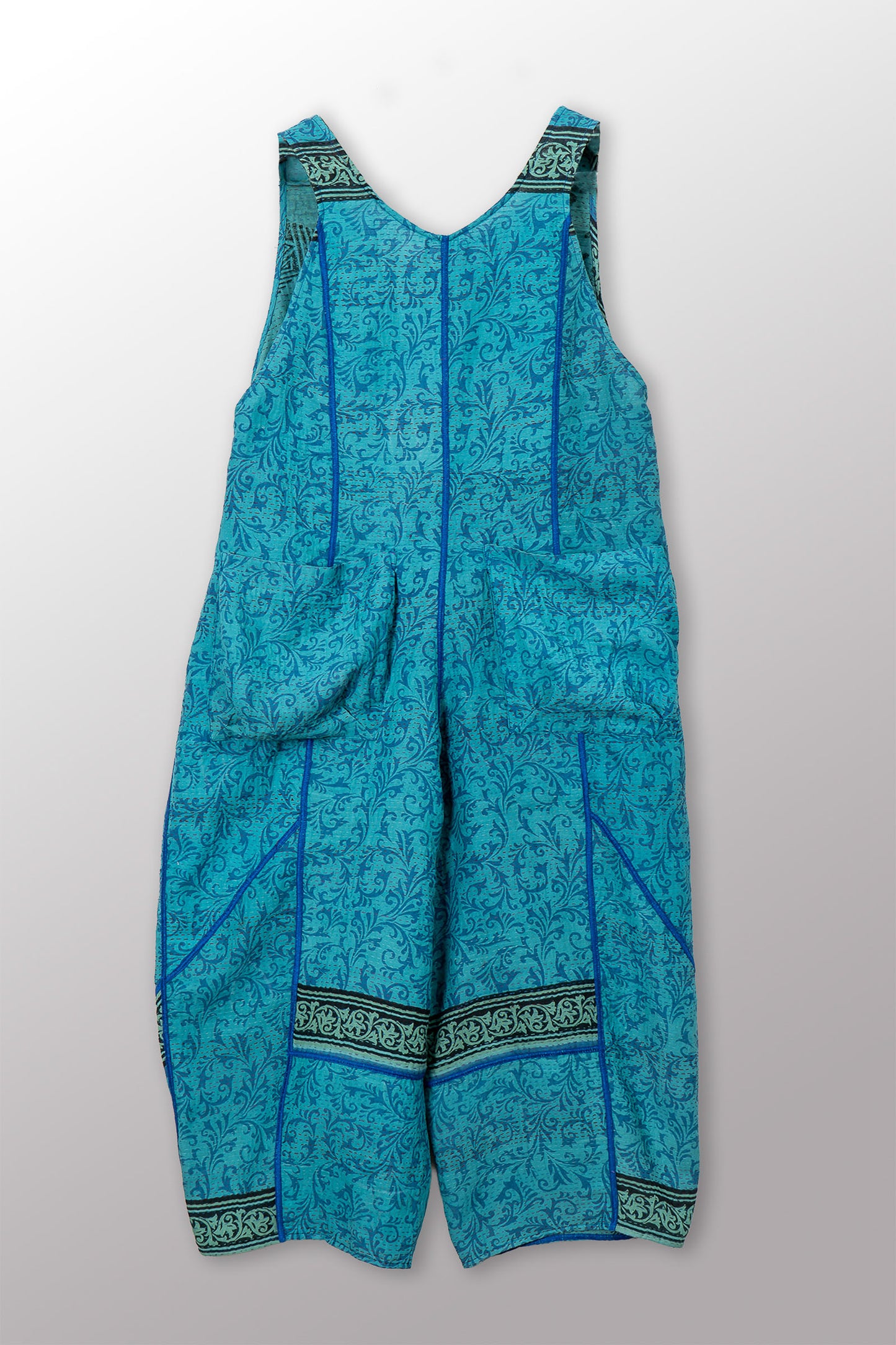 VINTAGE COTTON & NEW VOILE KANTHA V-NECK JUMPER - cn2622-0002s -
