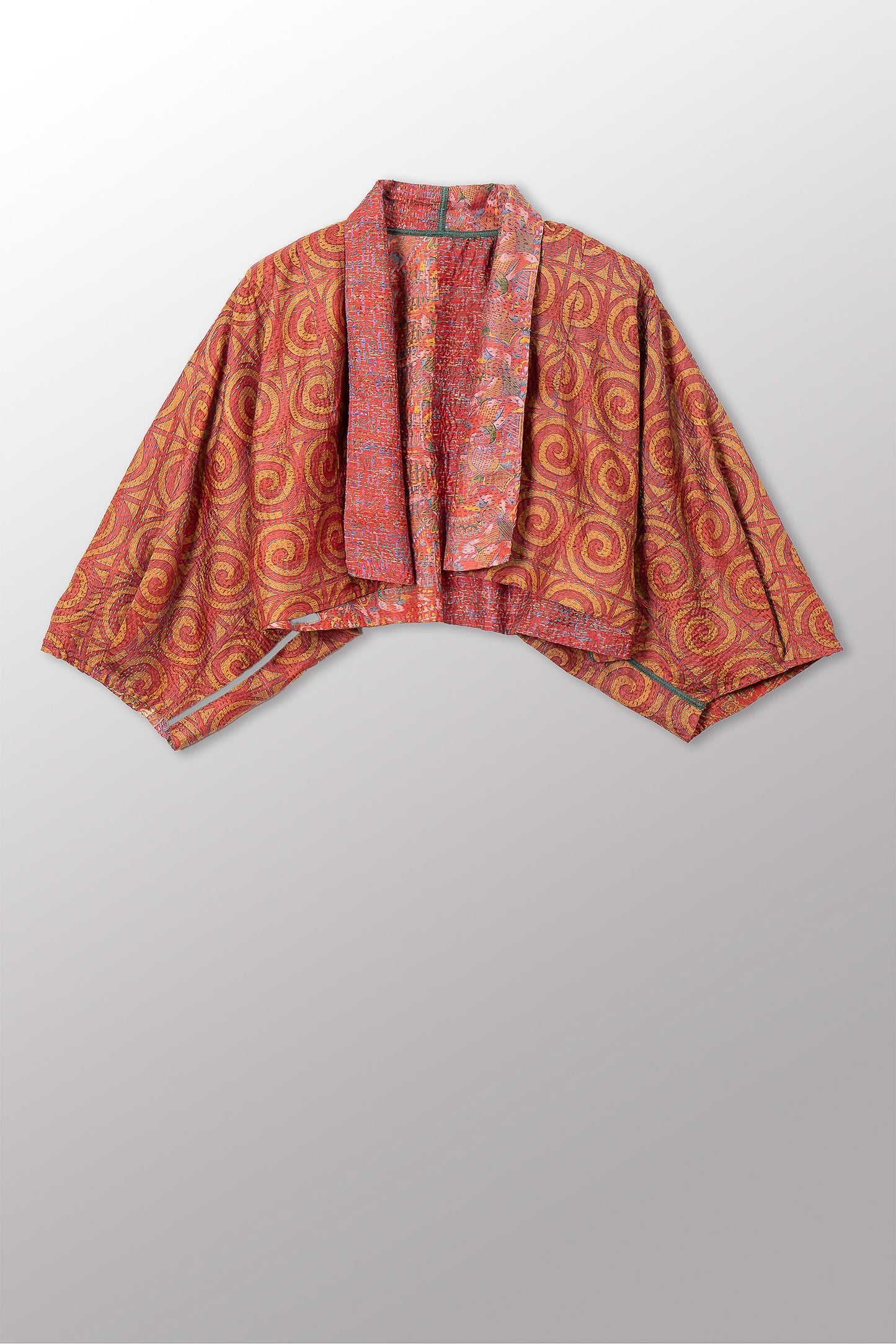 VINTAGE SILK KANTHA PUFF SLV. SHRUG - sv2062-0023a -