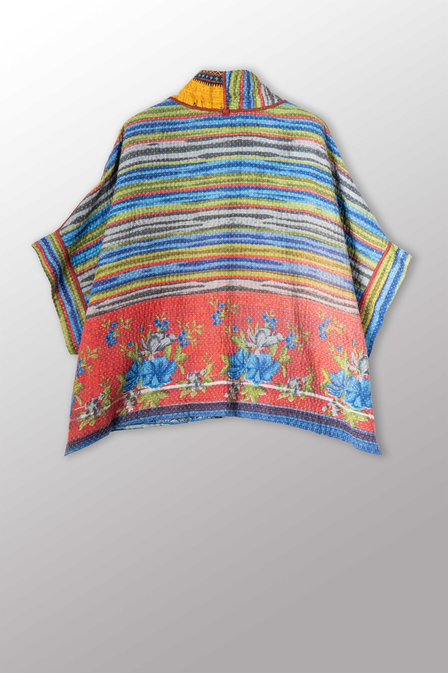 VINTAGE COTTON KANTHA MINI PONCHO - cv4060-0060a -