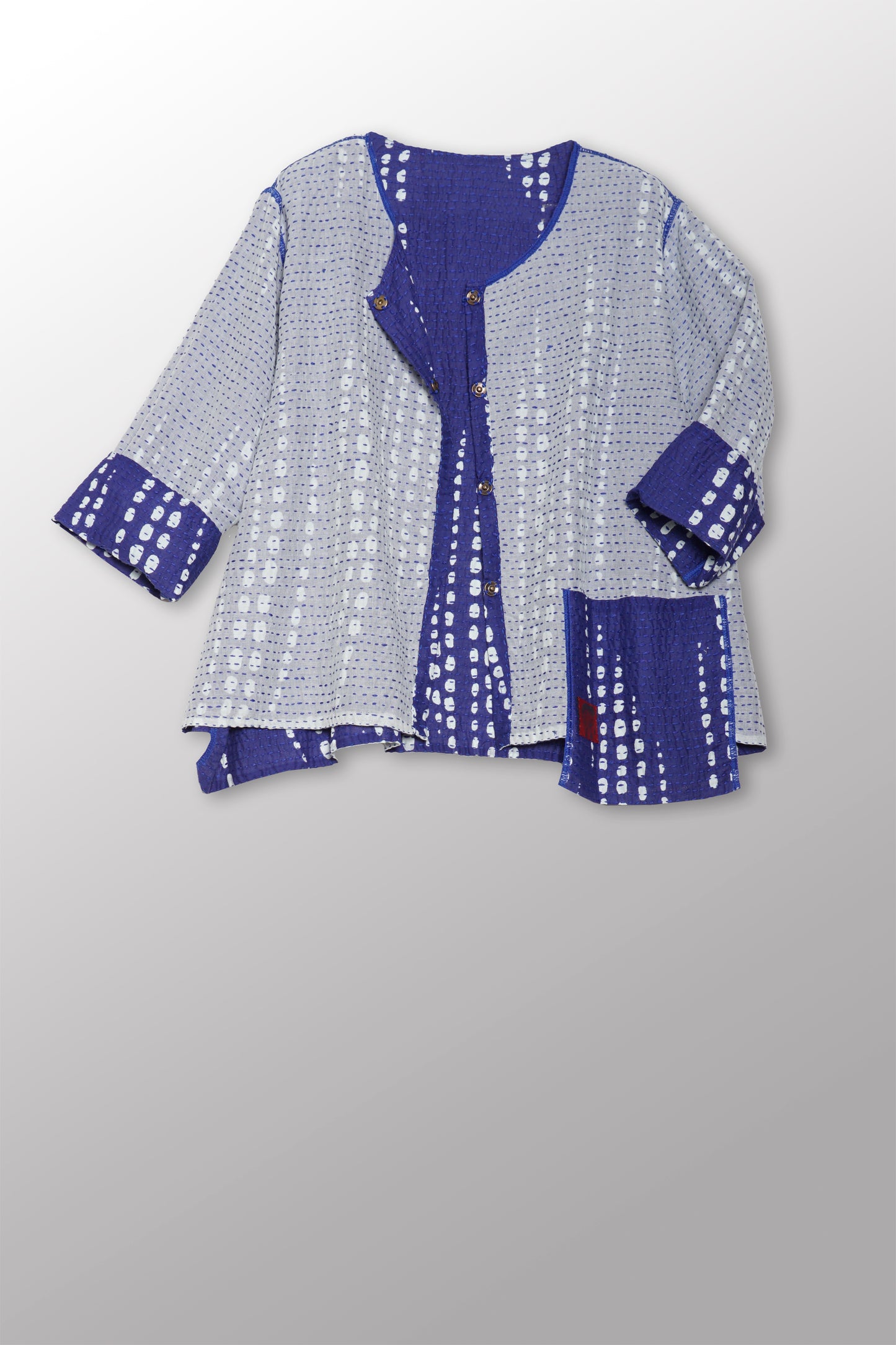 SHIBORI DROP BBK KANTHA A-LINE SHORT JKT - sd2019-blu -