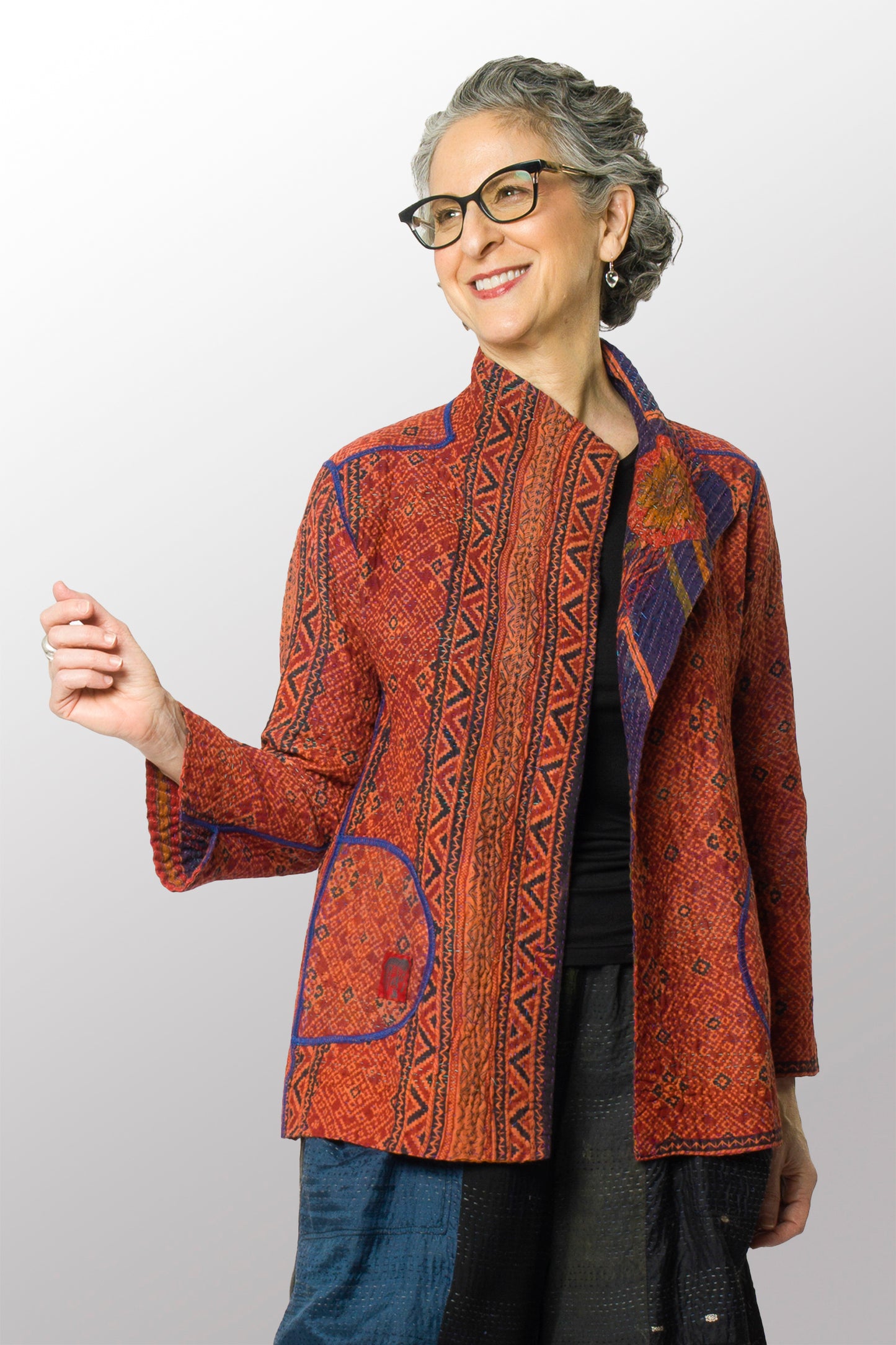 VINTAGE COTTON KANTHA SHORT JKT - cv4007-0325l -