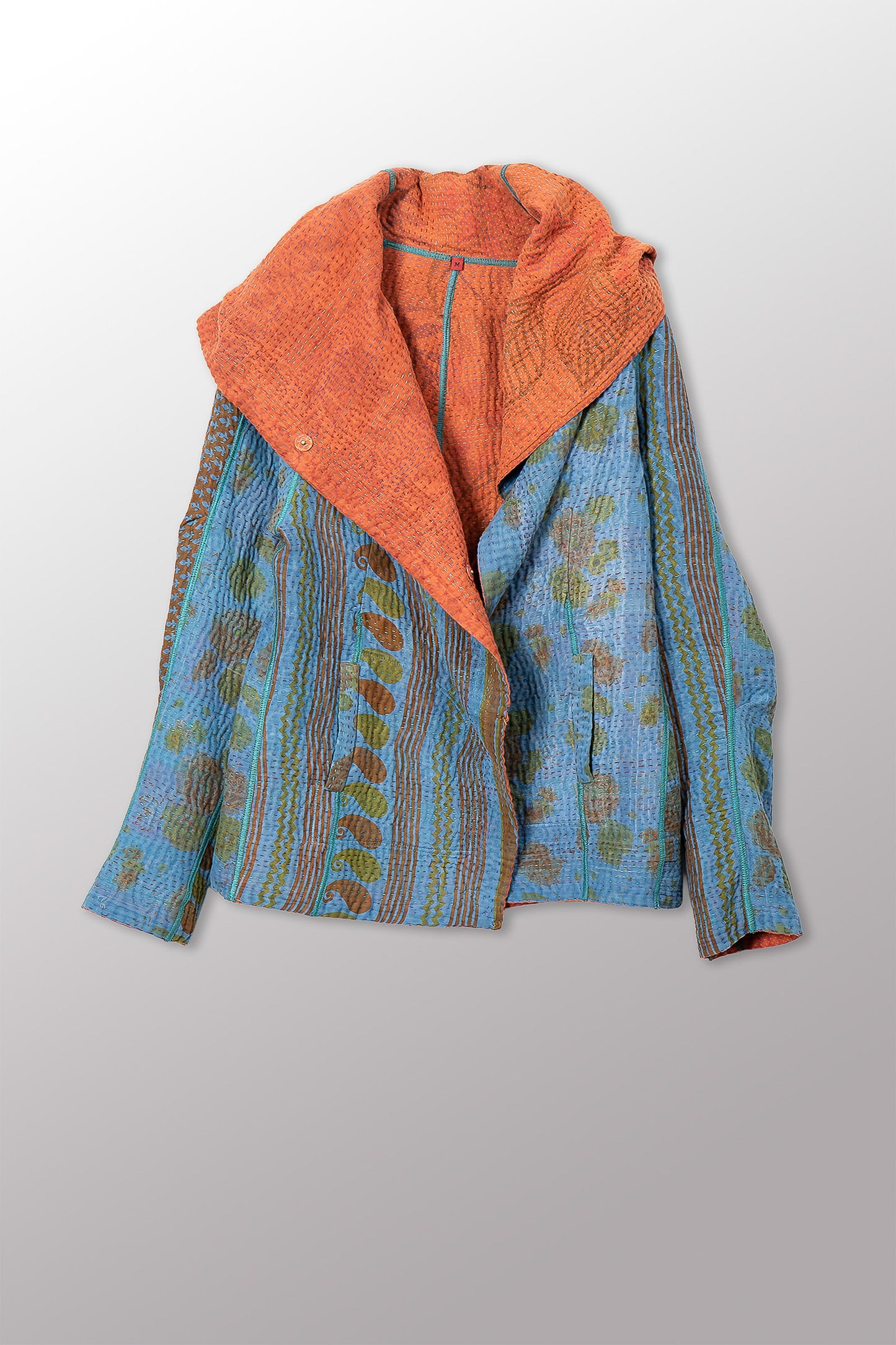 COTTON OVERDYE KANTHA HOODIE JACKET - ov4036-corg001m -