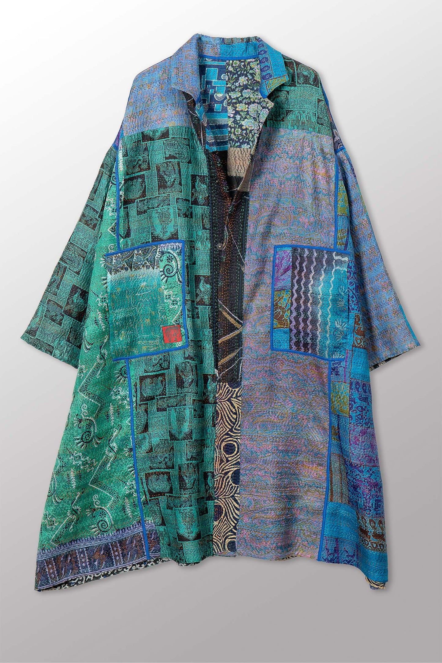 VINTAGE SILK KANTHA NEW OVERSIZED COAT - sv2342-0011a -