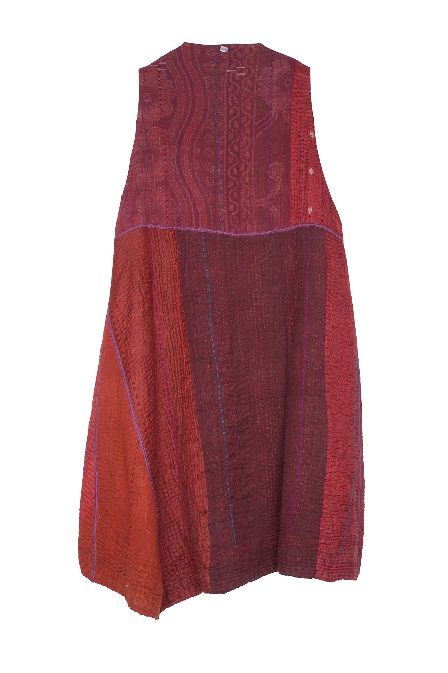 STRIPE RALLIS KANTHA WRAP VEST - pr4213-red -