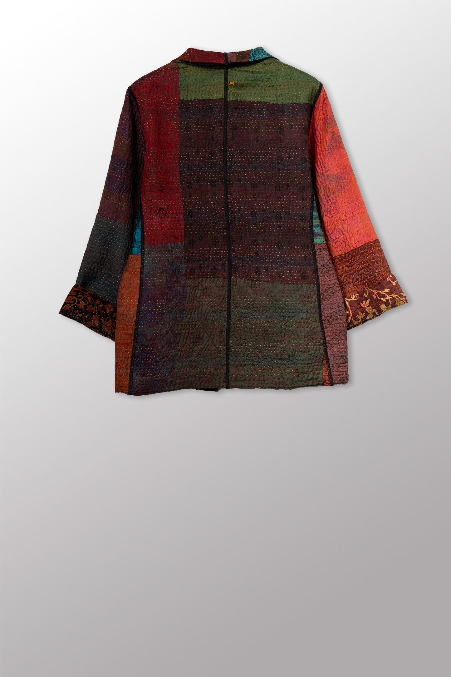 JACQUARD SILK KANTHA SHORT JACKET - js4007-cbrn002m -