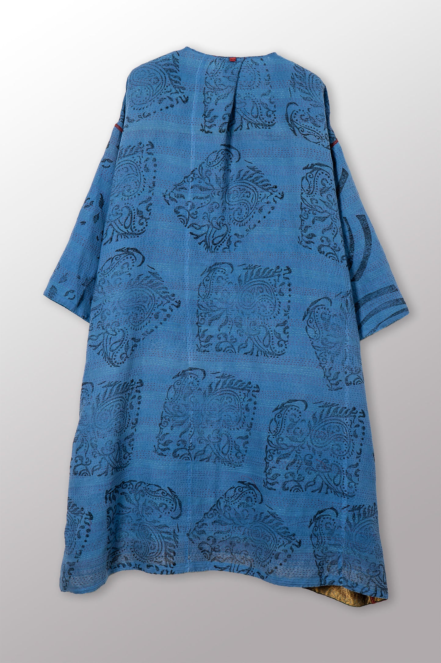 VINTAGE COTTON & NEW VOILE KANTHA LONG DUSTER - cn2328-0002a -