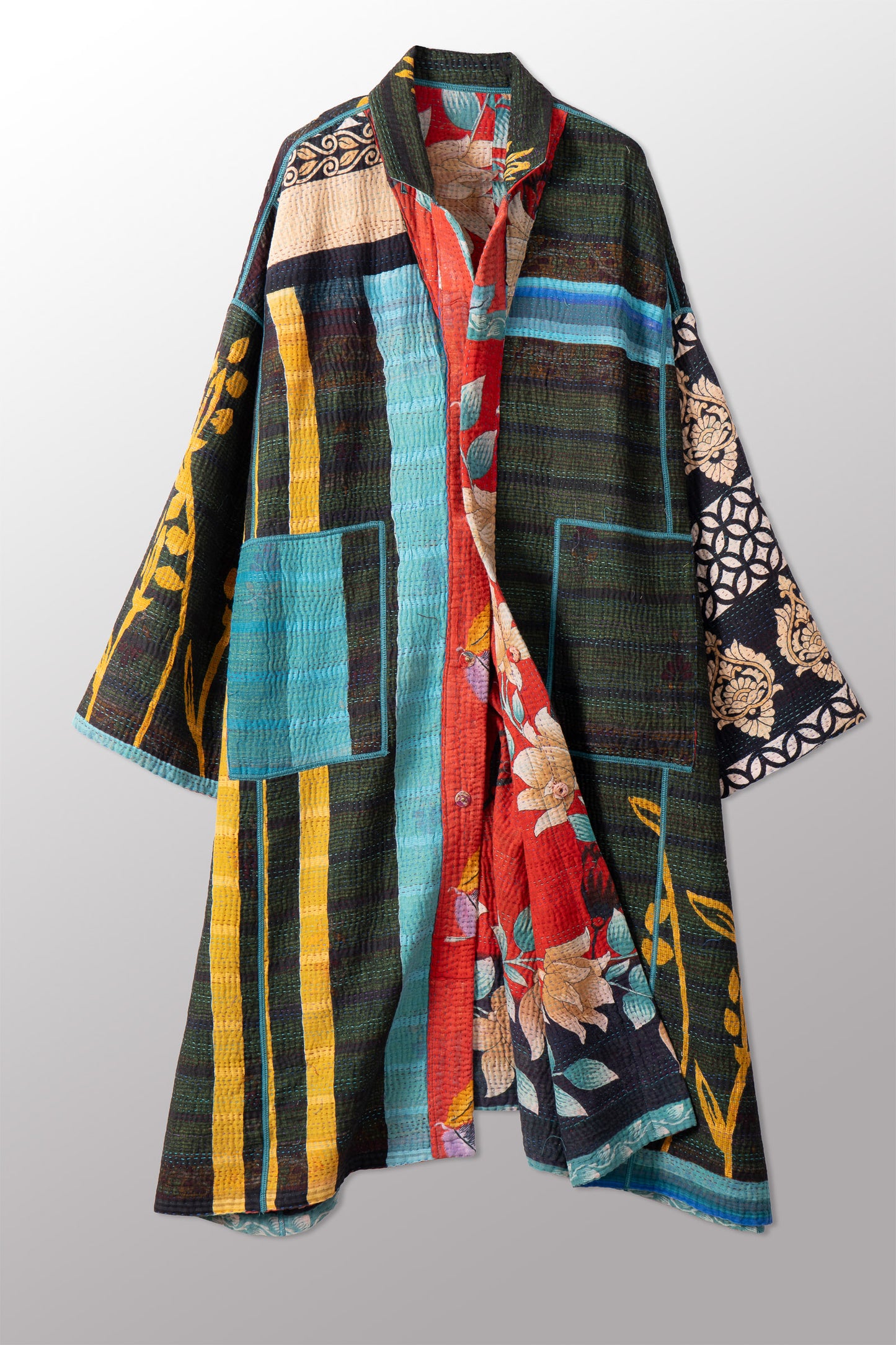 VINTAGE COTTON KANTHA NEW OVERSIZED COAT - cv4342-0006a -