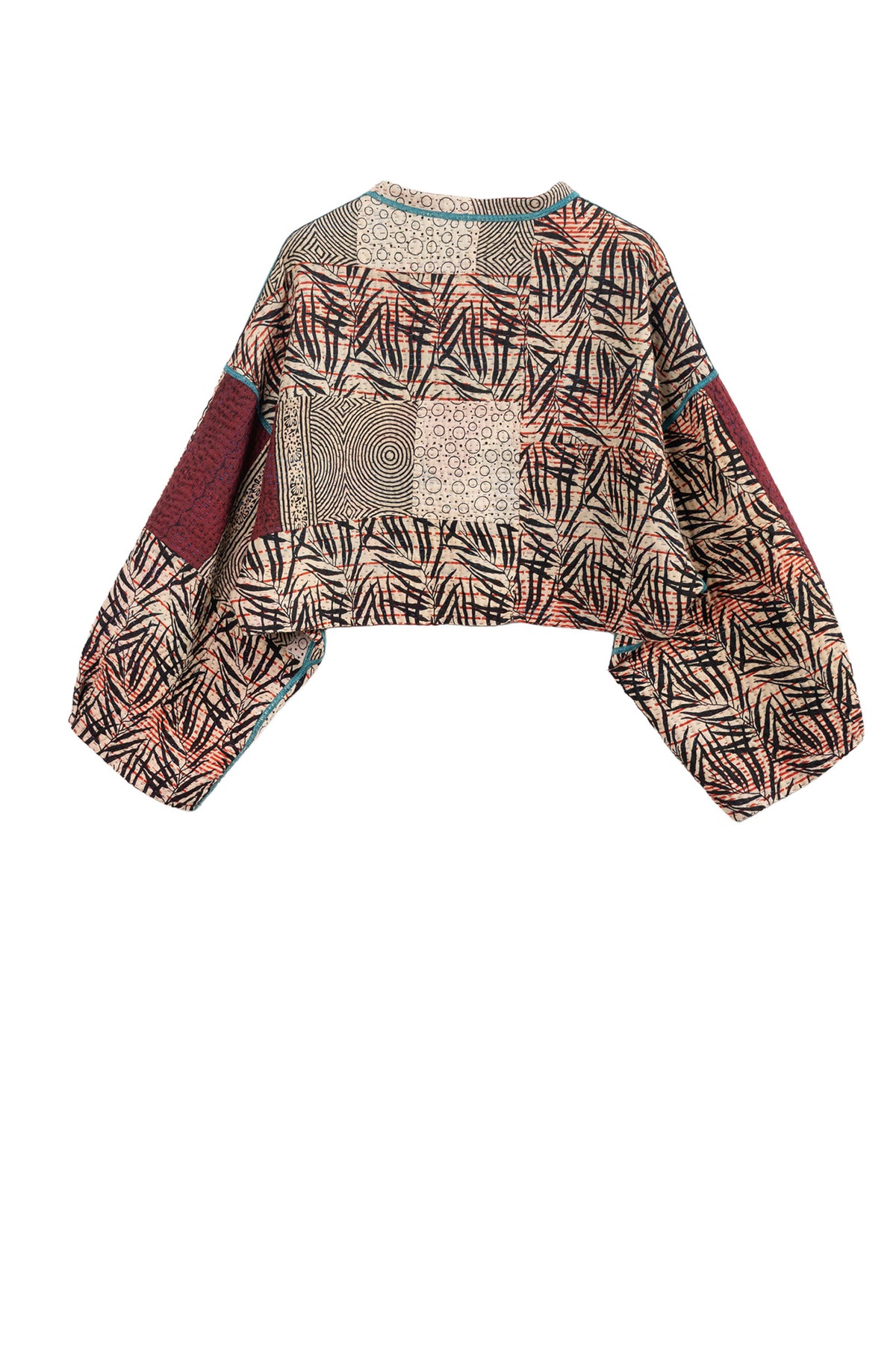 SOHO BAMBOO KANTHA SLEEVE JACKET - bo4090-cblk004s -