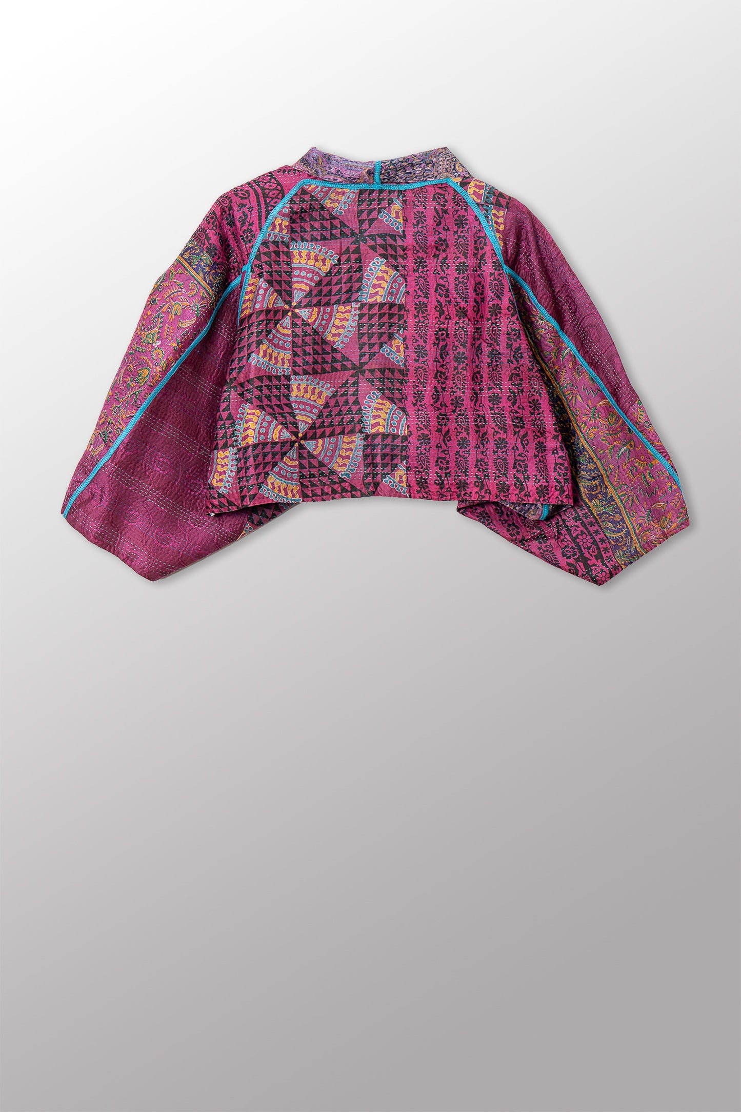 VINTAGE SILK KANTHA PUFF SLV. SHRUG - sv2062-0021a -
