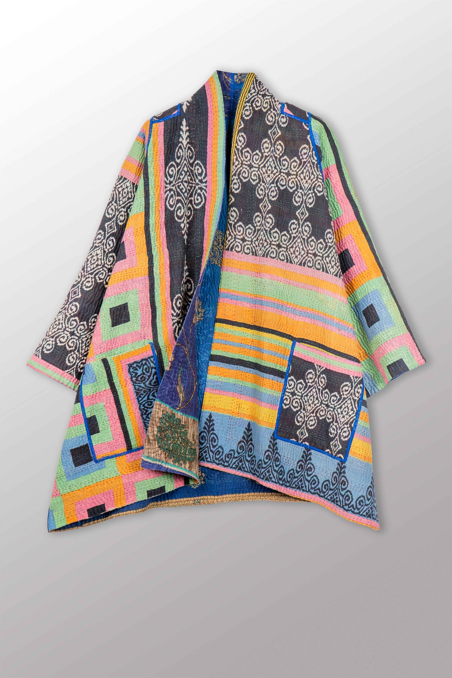 VINTAGE COTTON KANTHA A-LINE JKT - cv4003-0453a -