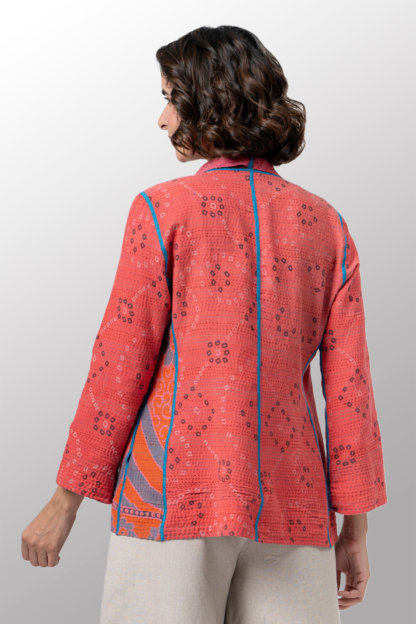 VINTAGE COTTON KANTHA SHORT JKT - cv2007-0084s -