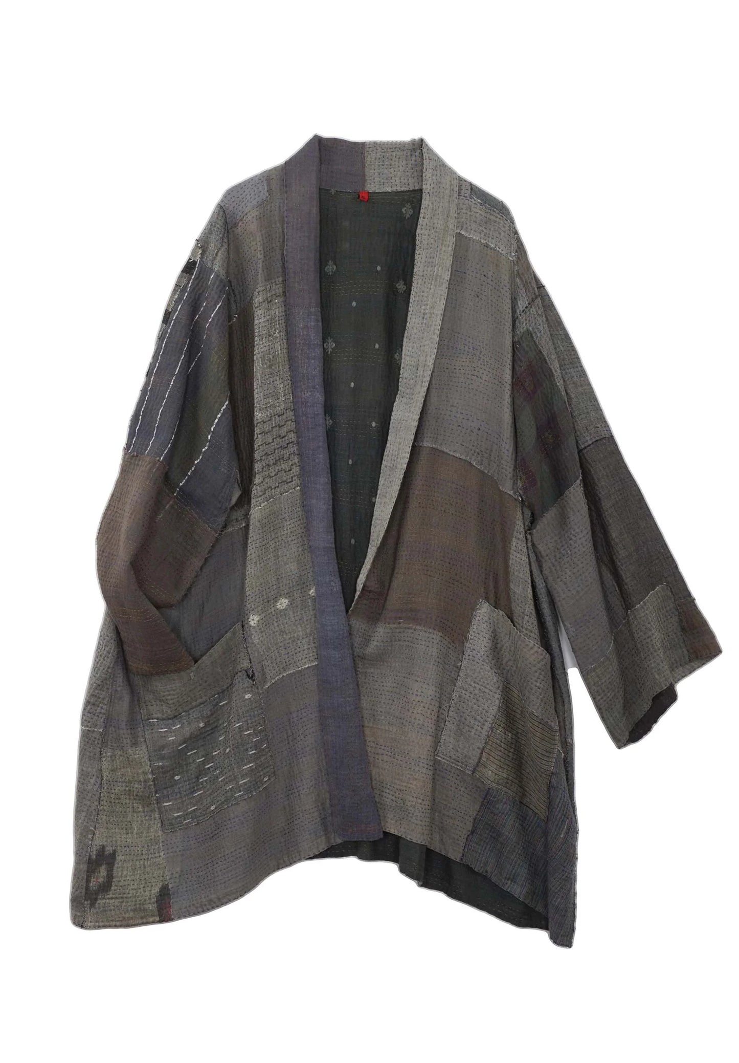 FRAYED PATCH KANTHA A-LINE JKT - fi2003-gry -
