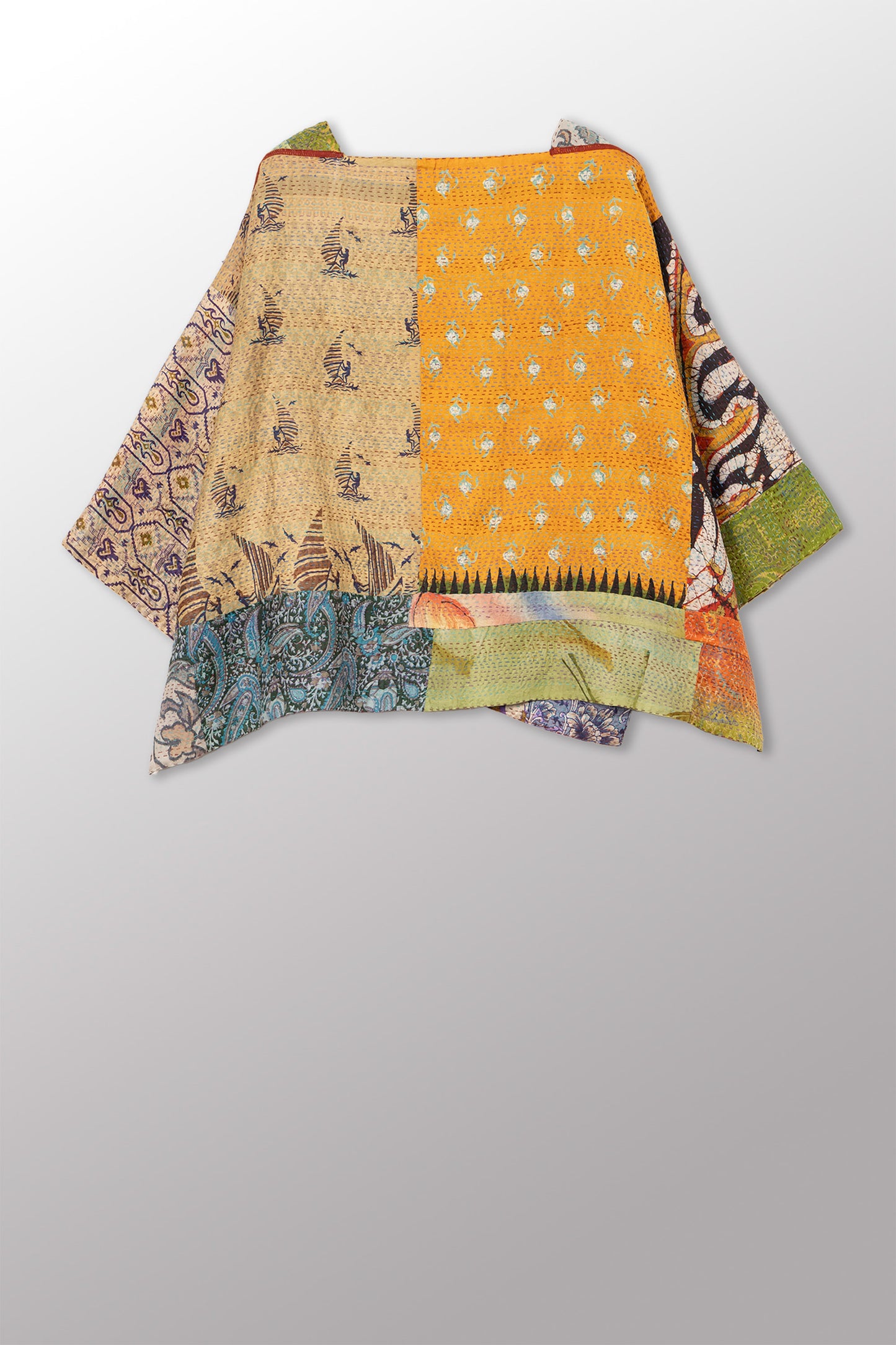 VINTAGE SILK KANTHA 3/4 SLV. CROP TOP MIO - sv2538-0021a -