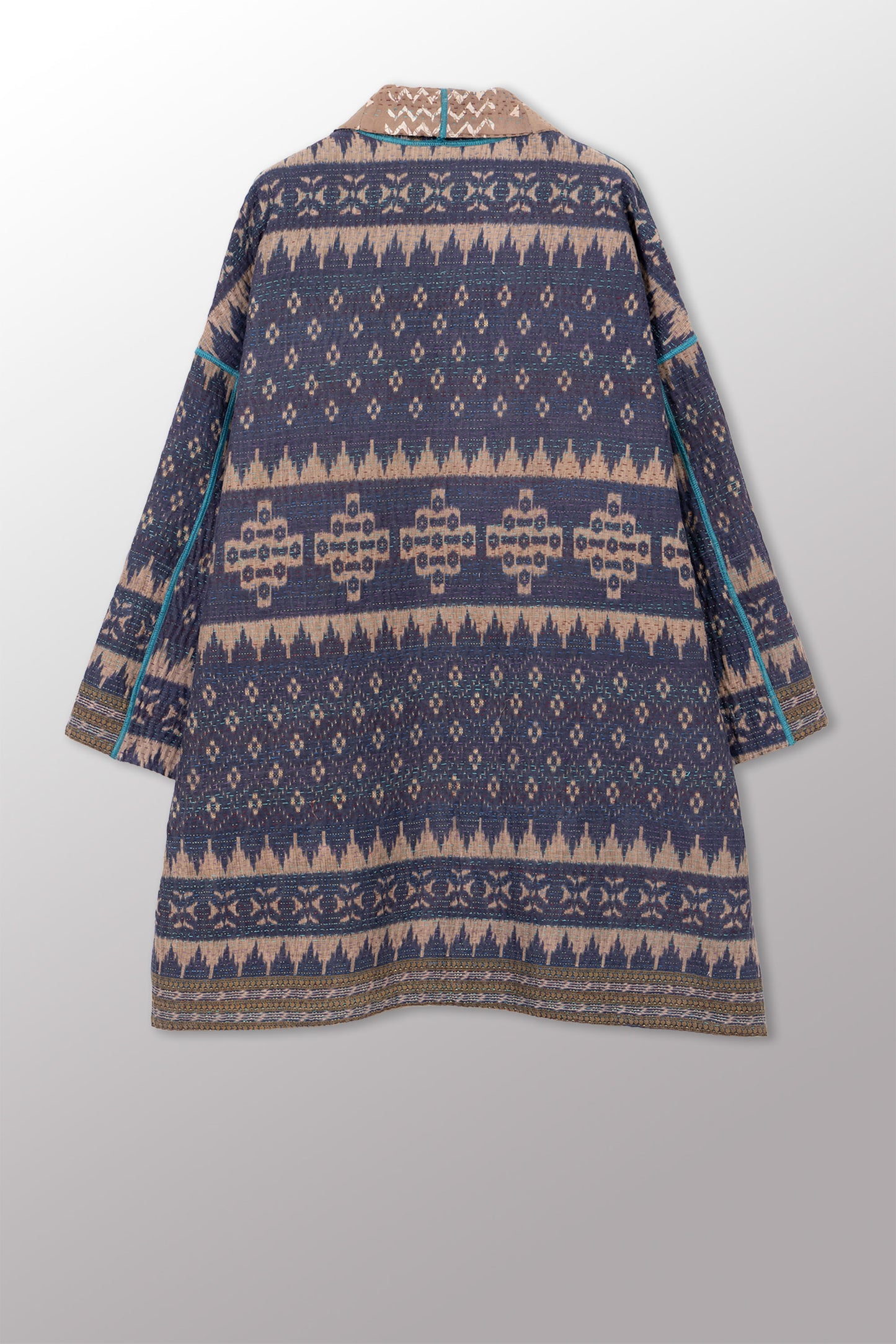 COTTON OVERDYE KANTHA HAORI JACKET - ov4068-cgry004a -