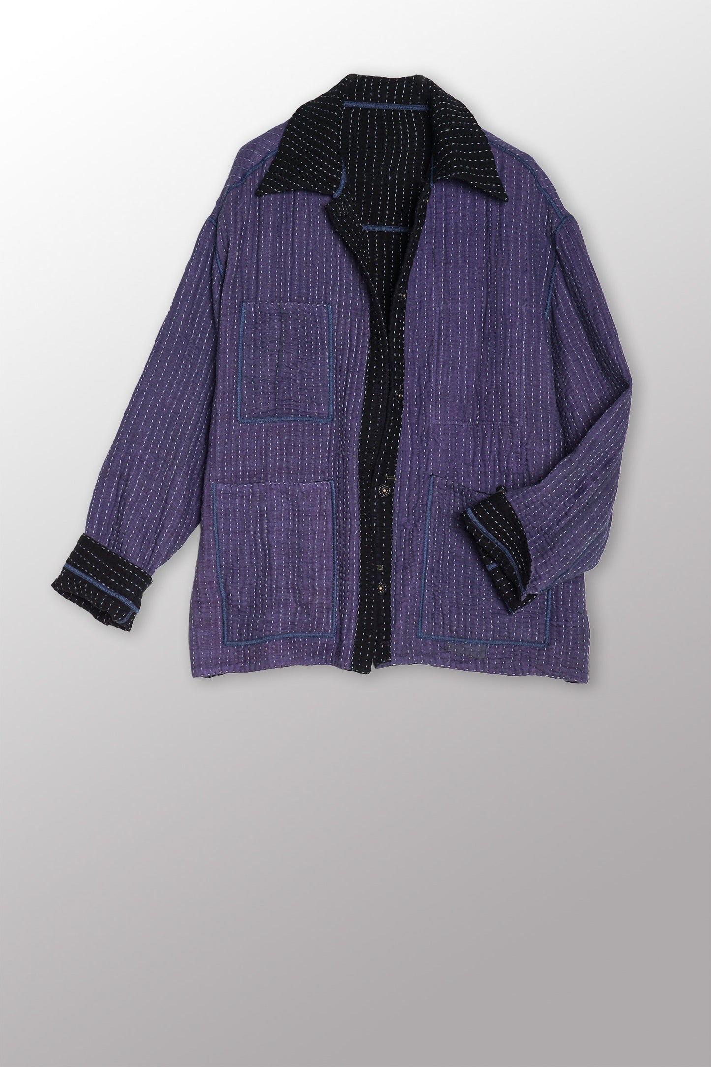 BBK SOLID KANTHA WORKERS JACKET - bl-bbs4085-blk -