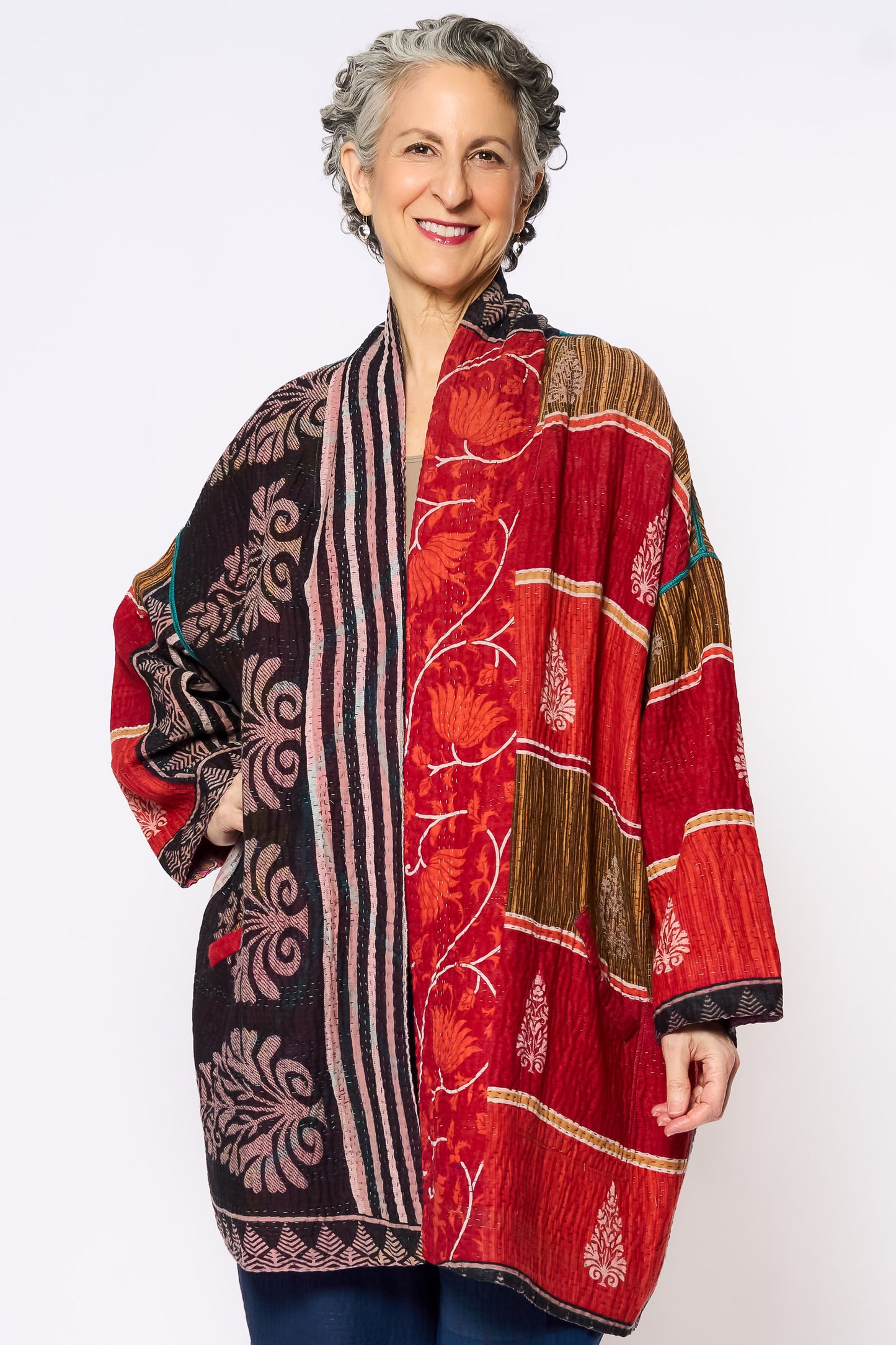 VINTAGE COTTON KANTHA HAORI JKT - cv4068-0020a -