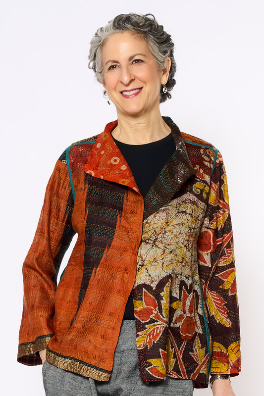 VINTAGE SILK KANTHA SHORT JKT - sv2007-0070m -