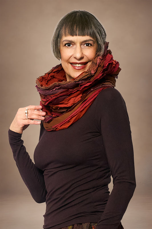 WAVY STRIPE KANTHA COWL NECK TUBE - wv2846-org -