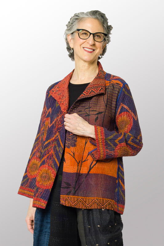 VINTAGE COTTON KANTHA SHORT JKT - cv4007-0325l -