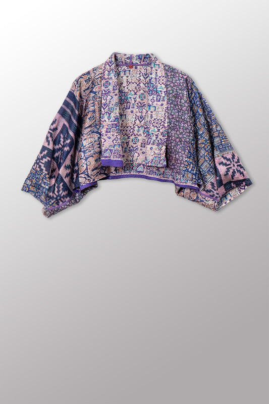 VINTAGE SILK KANTHA PUFF SLV. SHRUG - sv2062-0041a -