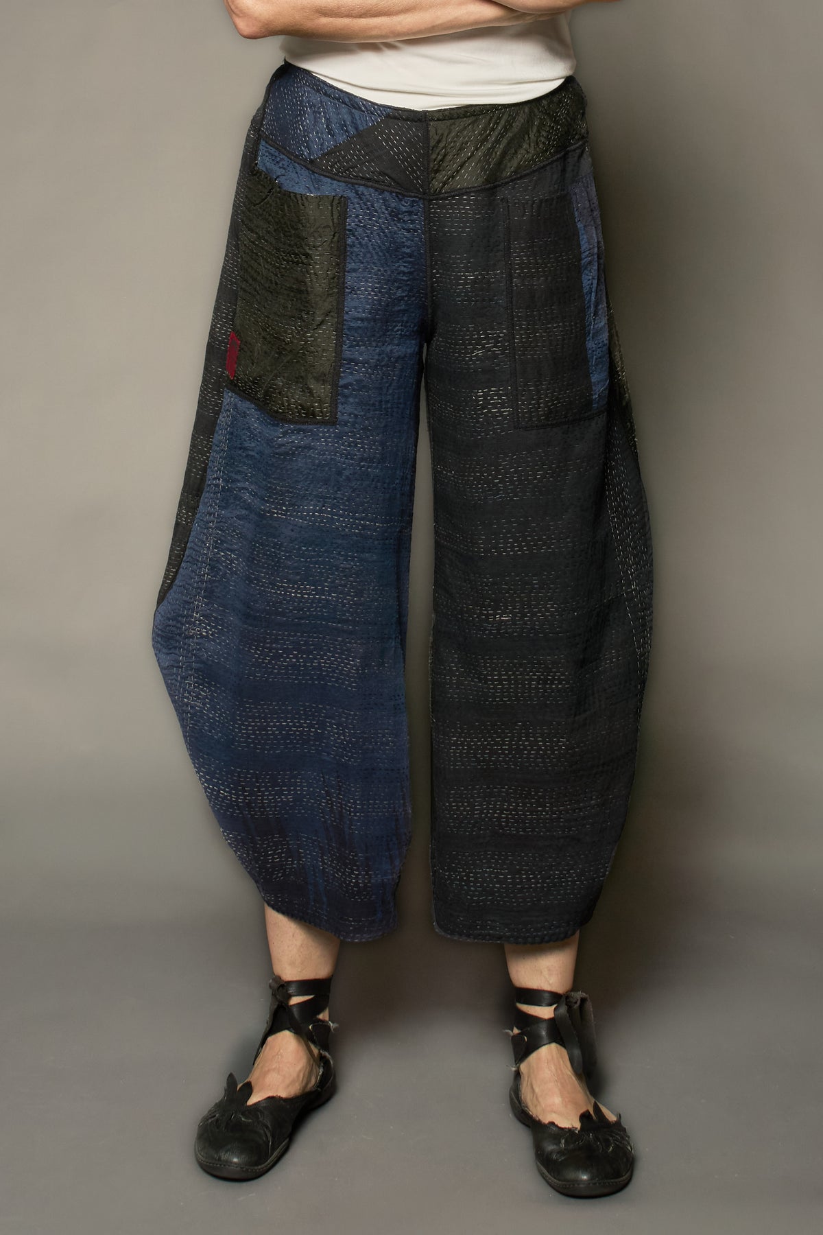 JAIPUR PATCH KANTHA HAREM PANTS - jp2605-blk -