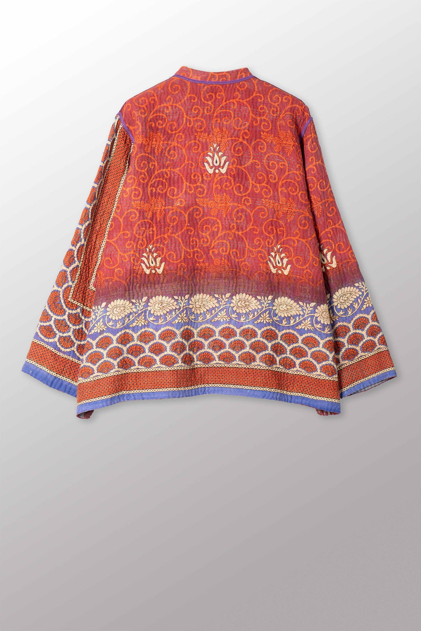 VINTAGE COTTON KANTHA KAFTAN JACKET SHORT - cv4088-0009s -