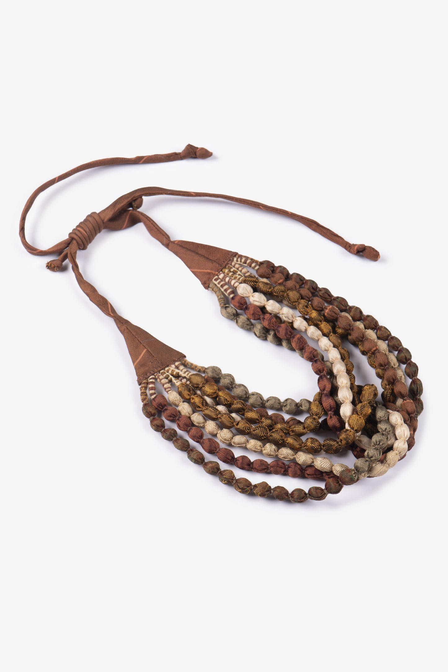 VINTAGE SILK KANTHA SEED NECKLACE SHORT - sv2722-ntl -