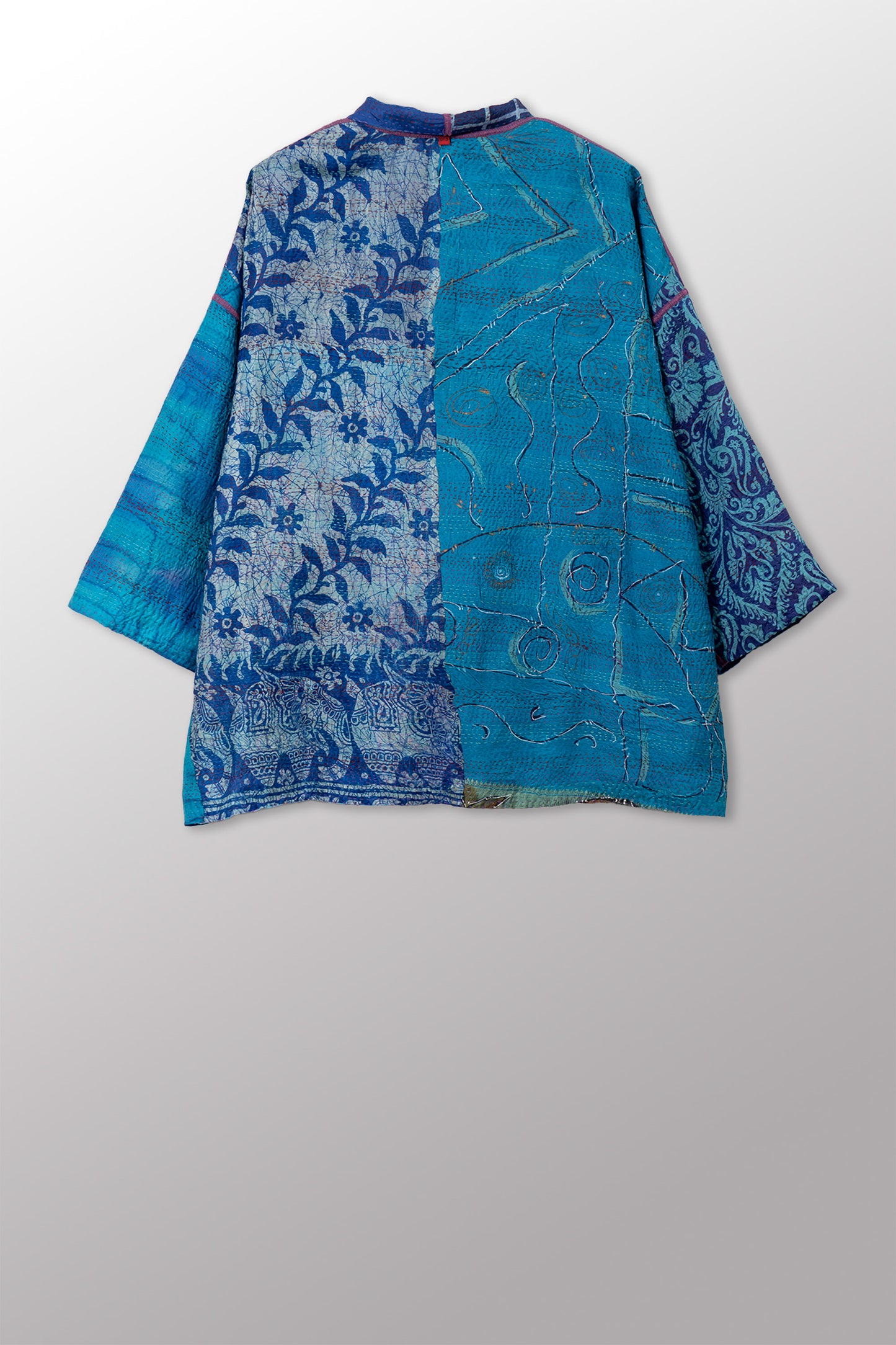 VINTAGE SILK KANTHA MINI KIMONO JKT - sv2055-0009a -