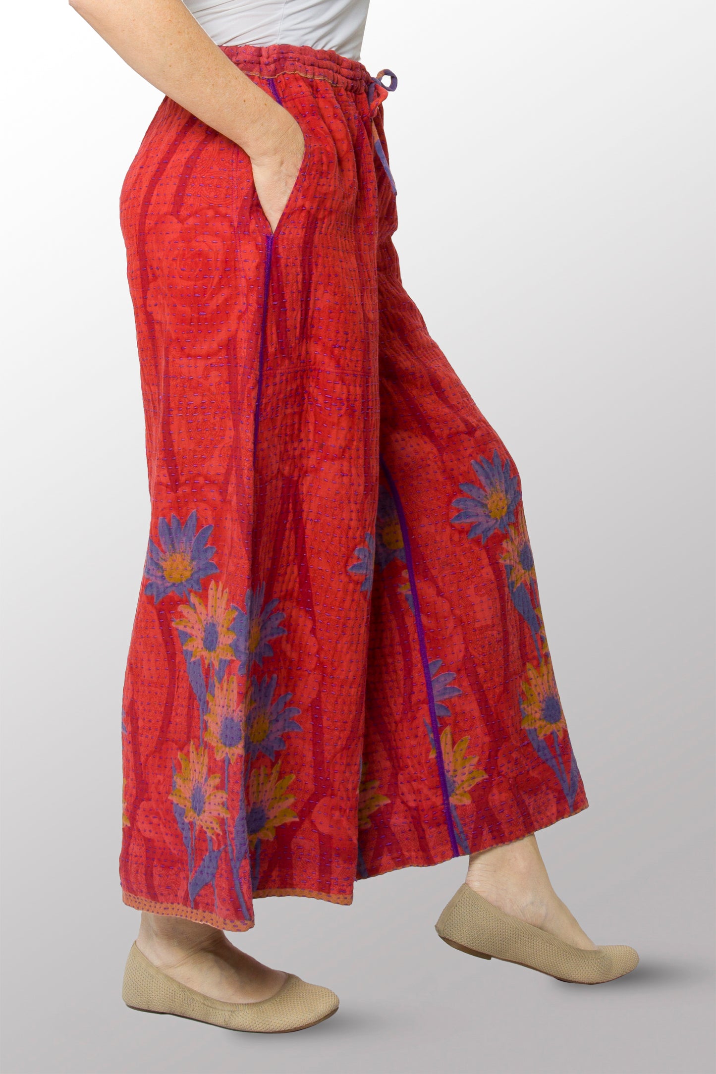 VINTAGE COTTON BBK KANTHA DRAW STRING PANTS - bb2647-0001s -