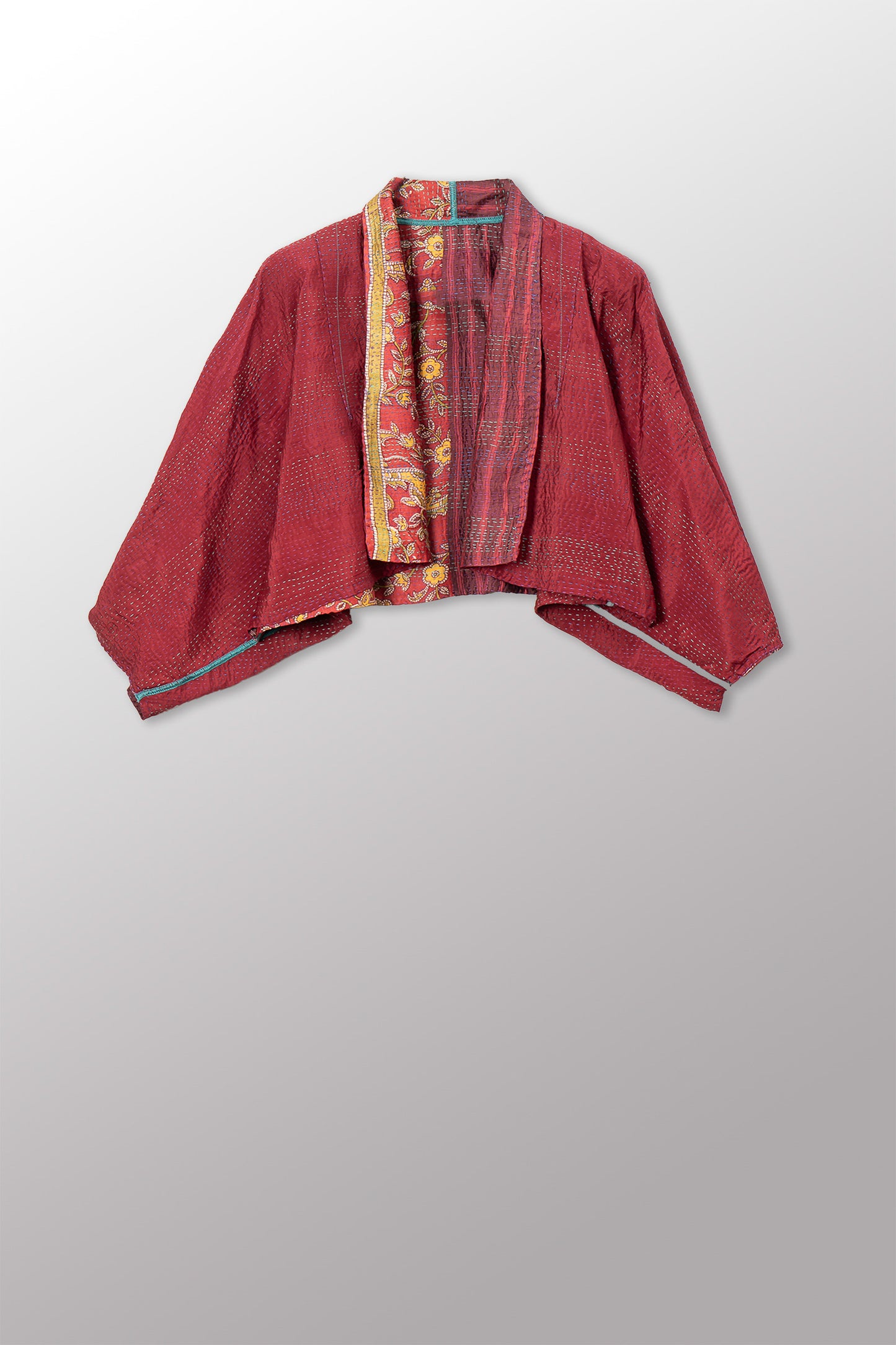 VINTAGE SILK KANTHA PUFF SLV. SHRUG - sv2062-0036a -
