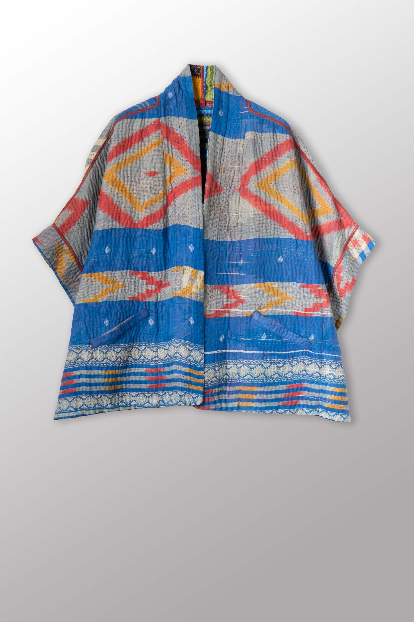 VINTAGE COTTON KANTHA MINI PONCHO - cv4060-0060a -