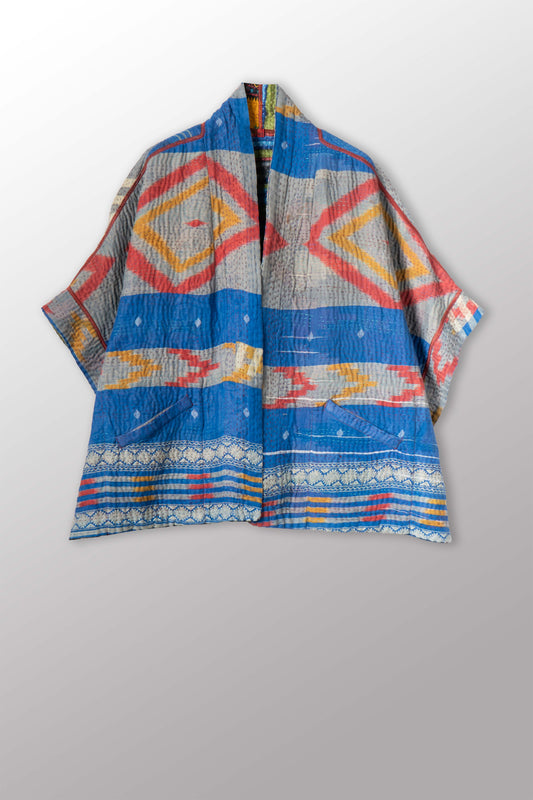 VINTAGE COTTON KANTHA MINI PONCHO - cv4060-0060a -