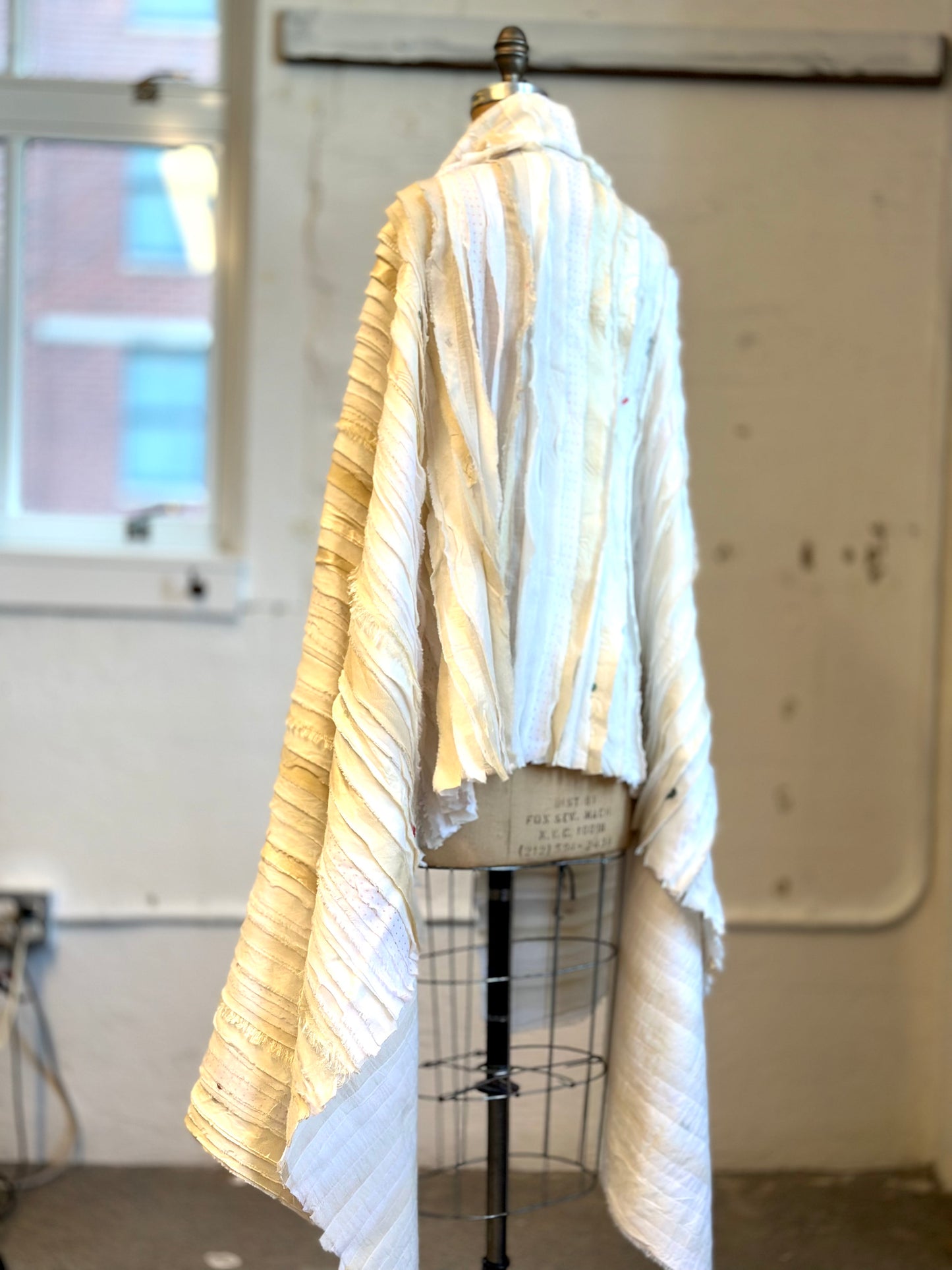 WAVY STRIPE KANTHA SMALL SHAWL - wv2830-ivy -