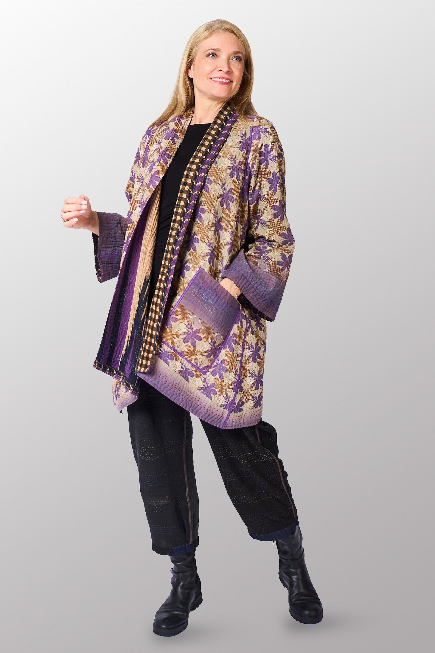 VINTAGE COTTON KANTHA A-LINE JKT - cv4003-0451a -