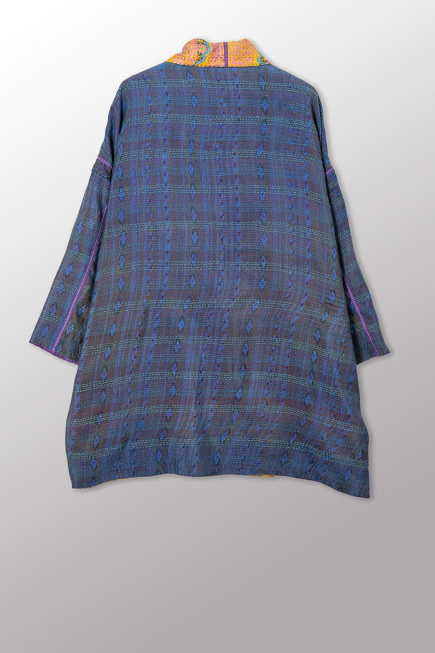 VINTAGE SILK GEORGETTE KANTHA HAORI JKT - sg2068-0005a -