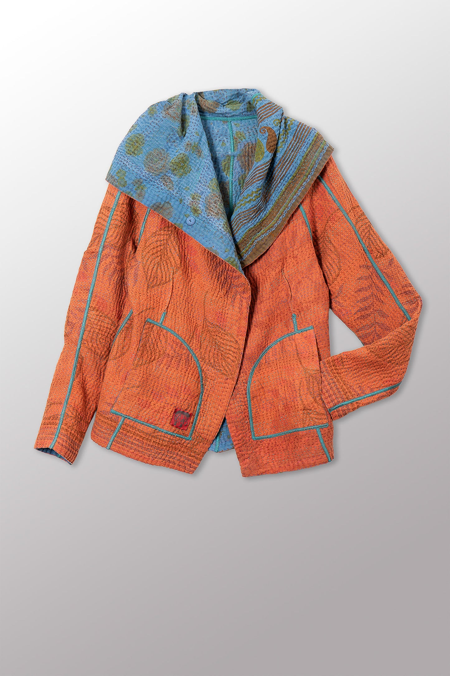 COTTON OVERDYE KANTHA HOODIE JACKET - ov4036-corg001m -